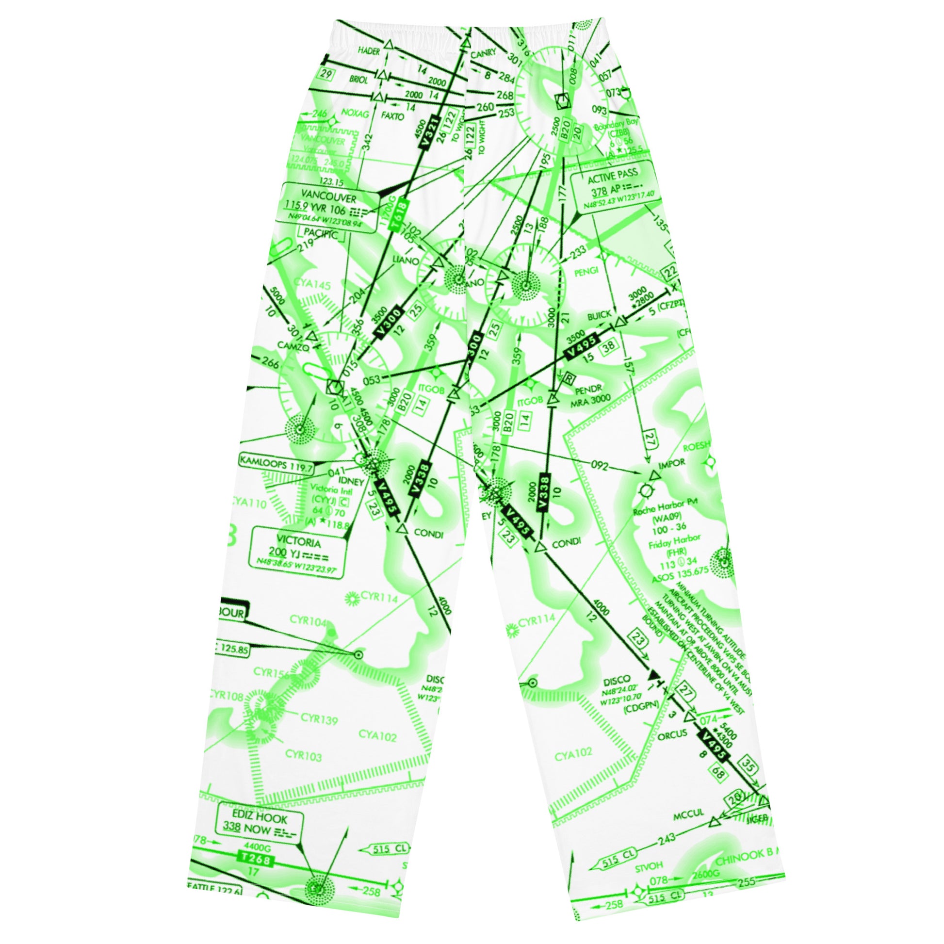 Enroute Low Altitude Chart wide-leg pants (ELUS1/green&white)