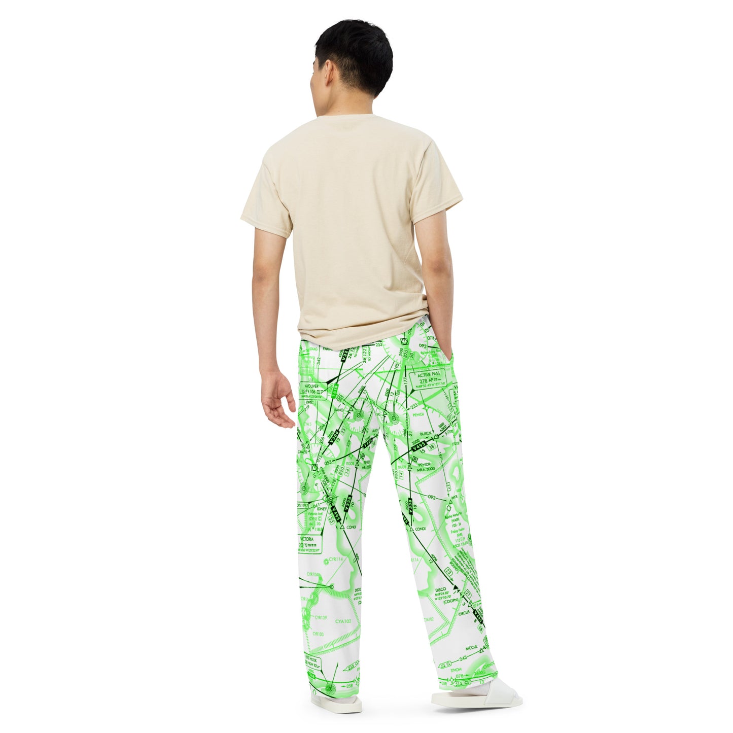 Enroute Low Altitude Chart wide-leg pants (ELUS1/green&white)