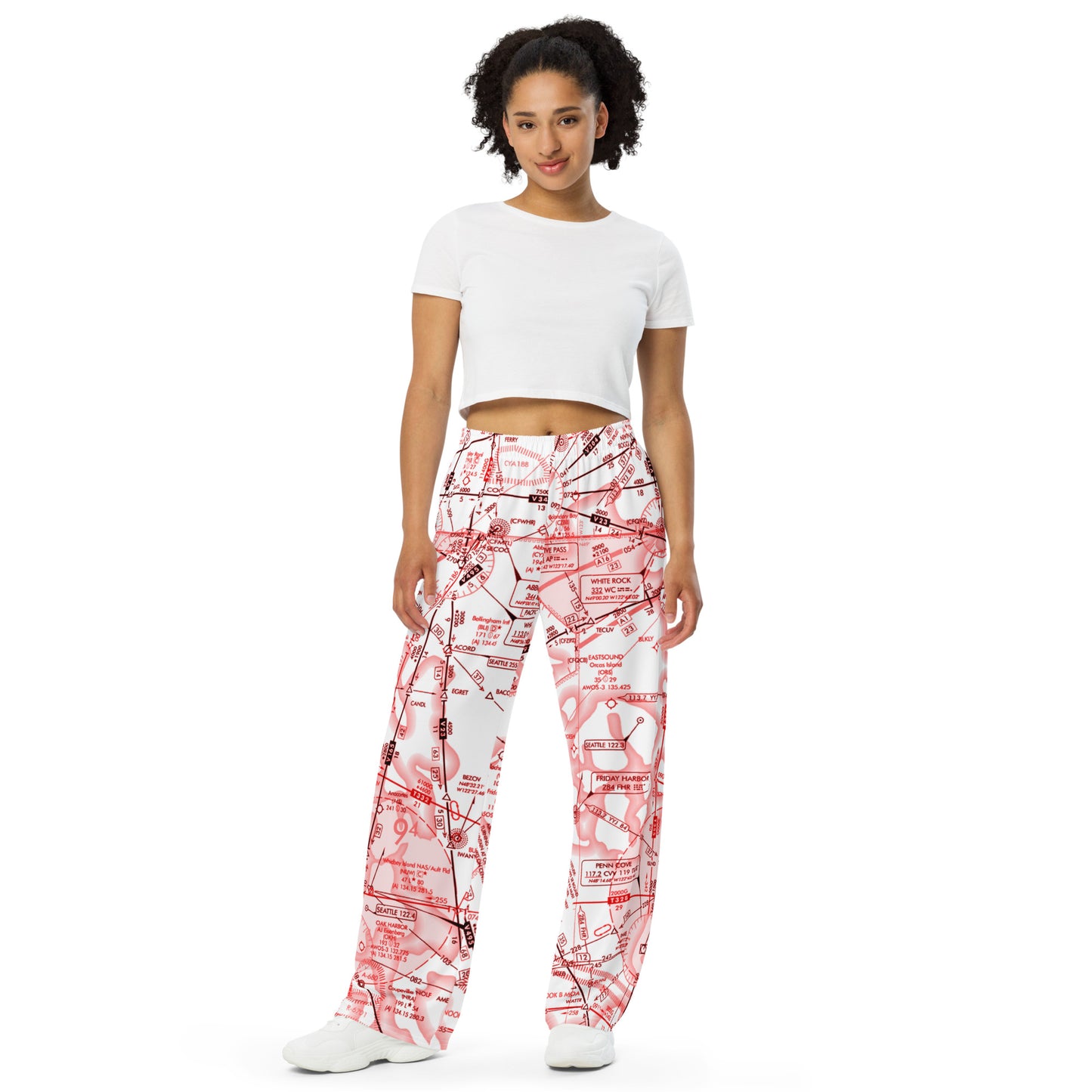 Enroute Low Altitude Chart (ELUS1) wide-leg pants (red&white)