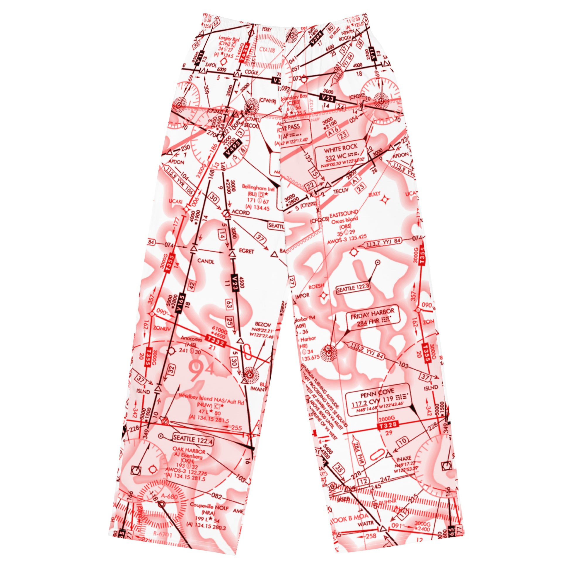 Enroute Low Altitude Chart (ELUS1) wide-leg pants (red&white)