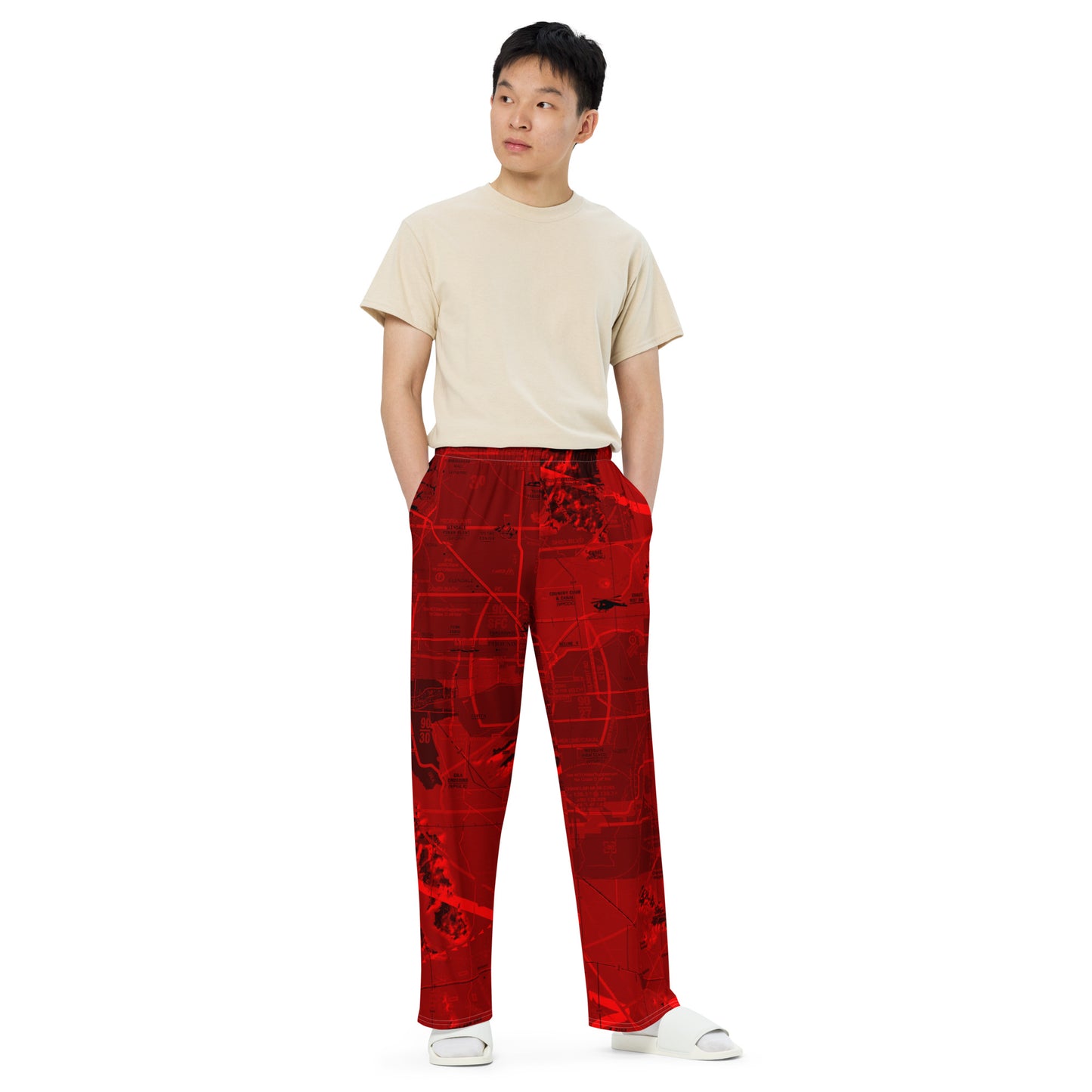 Phoenix TAC Chart wide-leg pants (red)