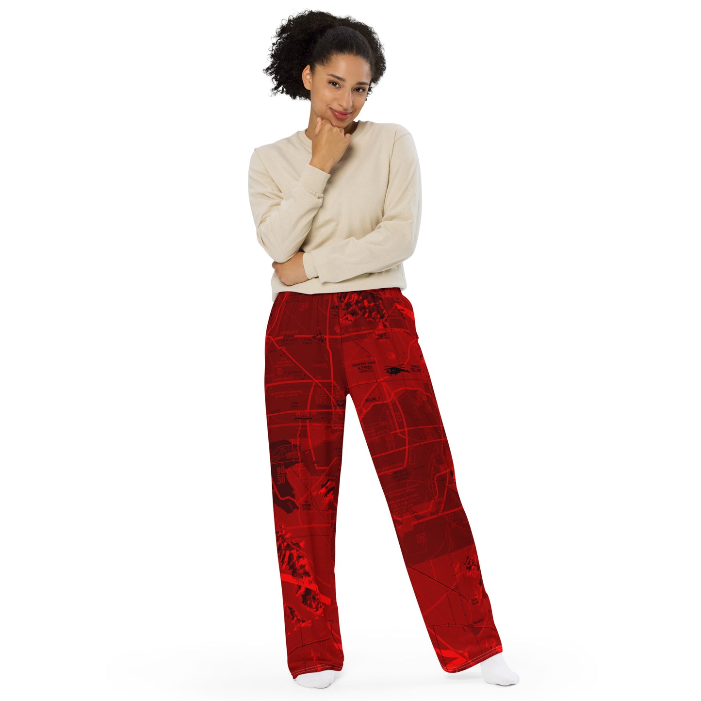 Phoenix TAC Chart wide-leg pants (red)