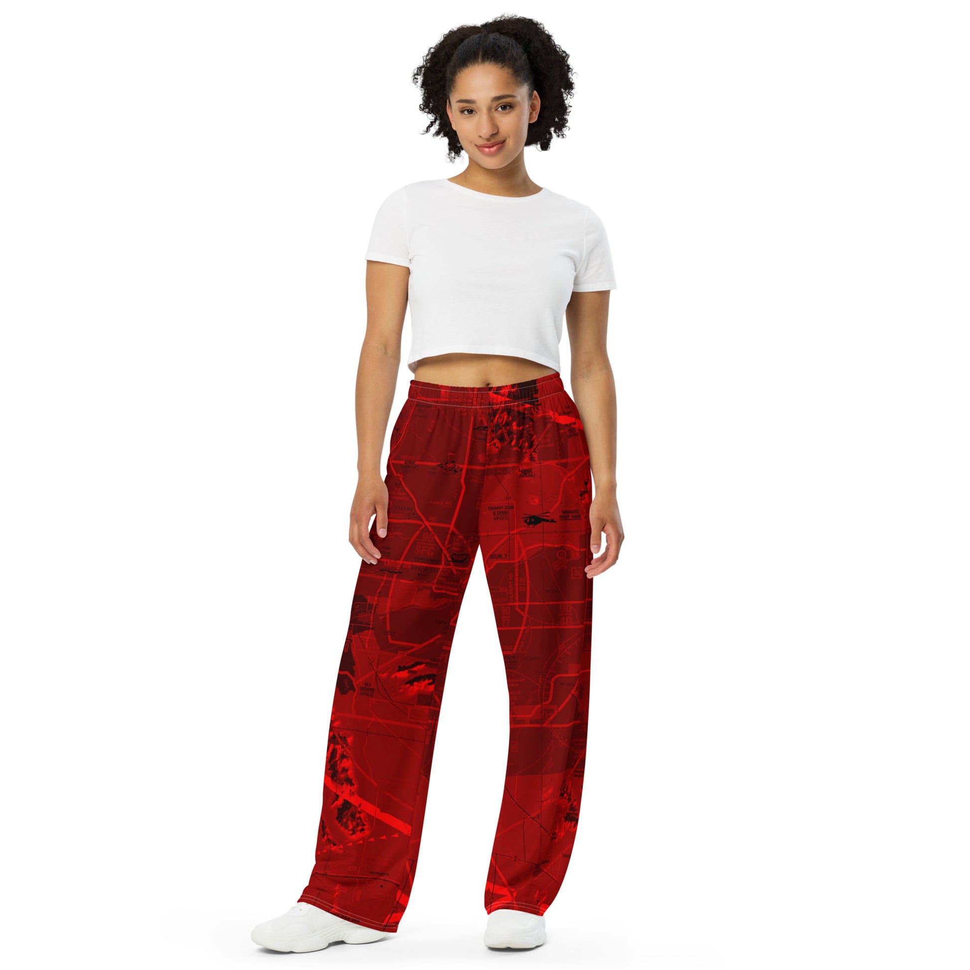 Phoenix TAC Chart wide-leg pants (red)