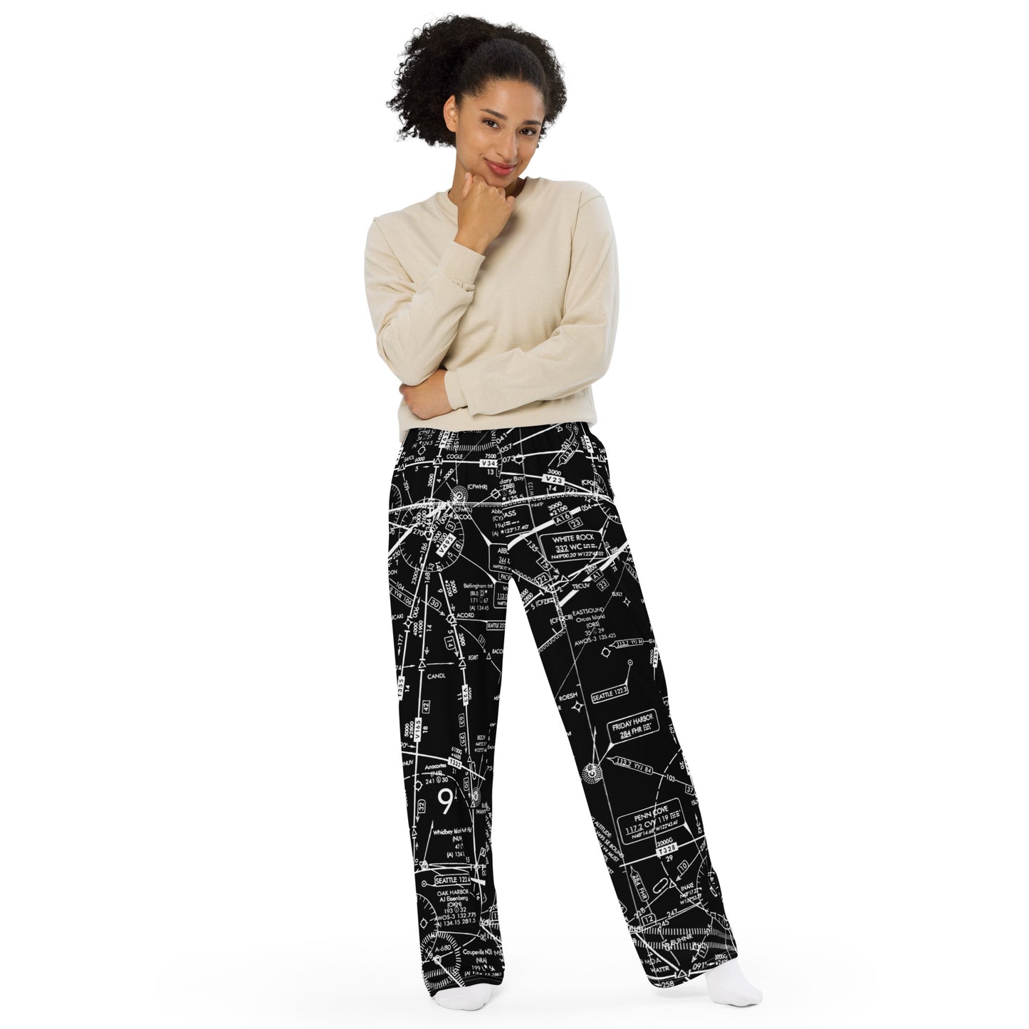 Enroute Low Altitude Chart (ELUS1) wide-leg pants (b&w)