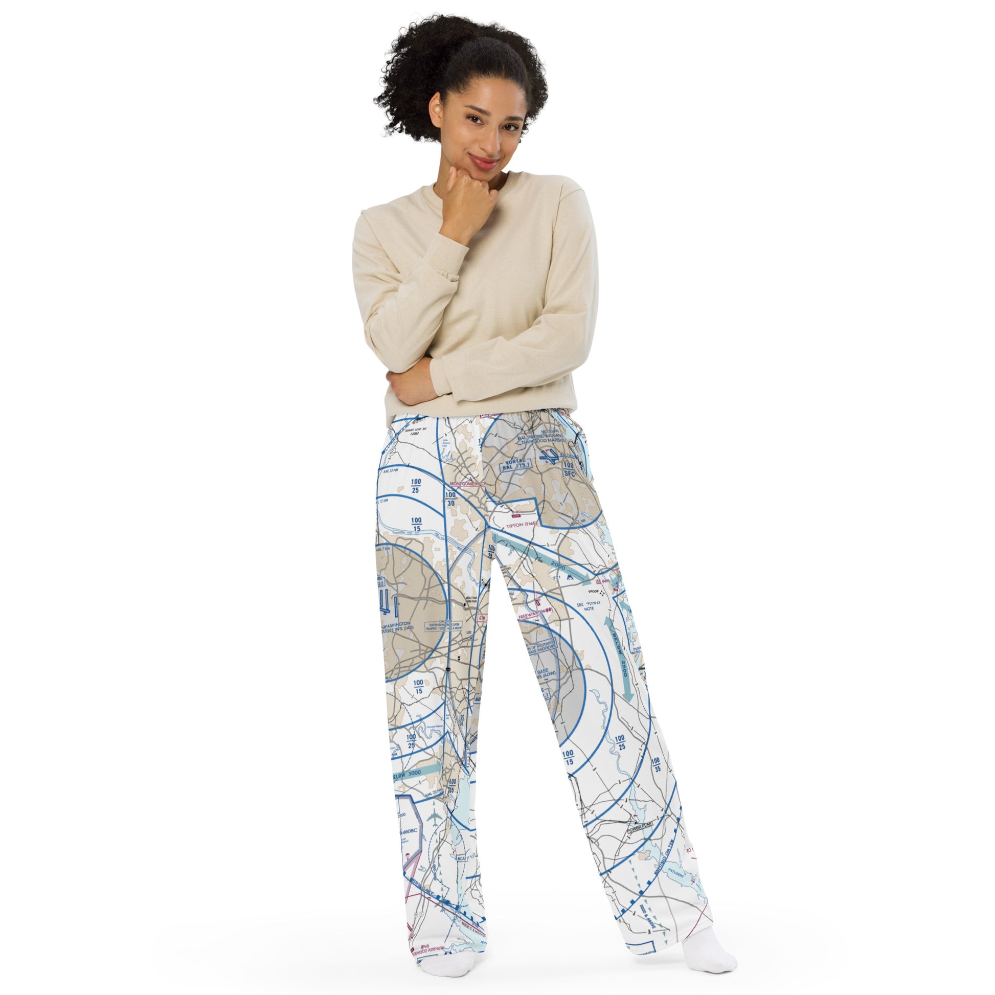 Baltimore-Washington Flyway Chart wide-leg pants