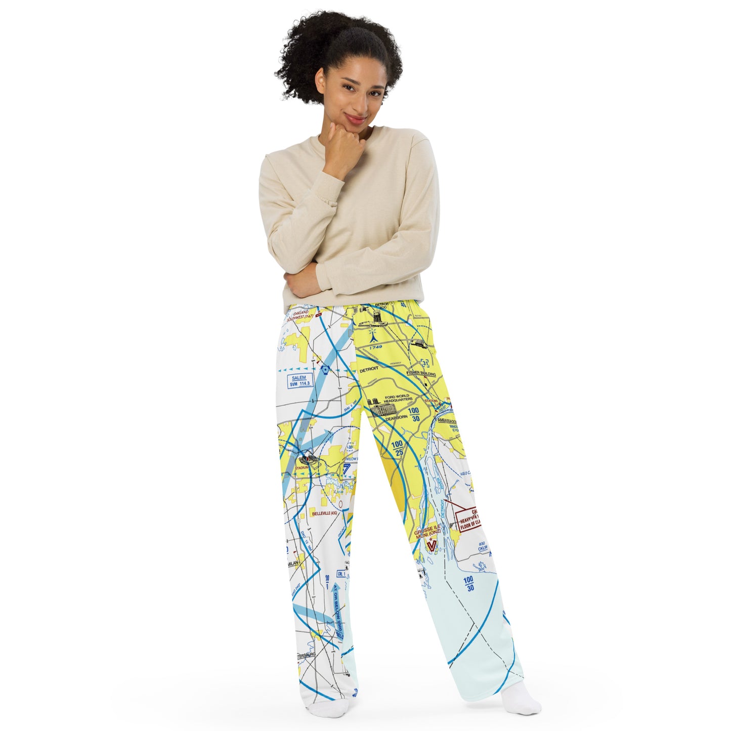 Detroit Flyway Chart wide-leg pants