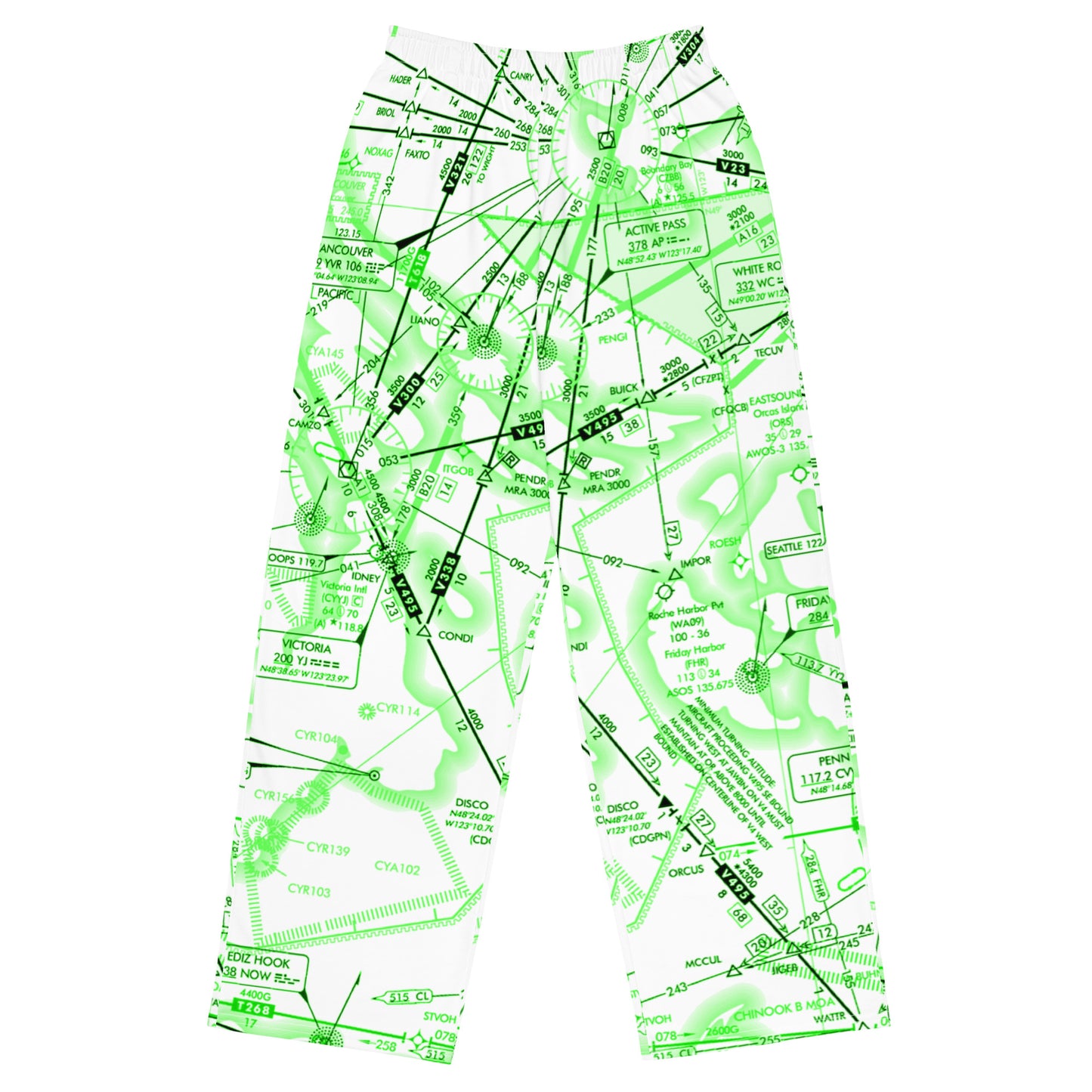Enroute Low Altitude Chart wide-leg pants (ELUS1/green&white)