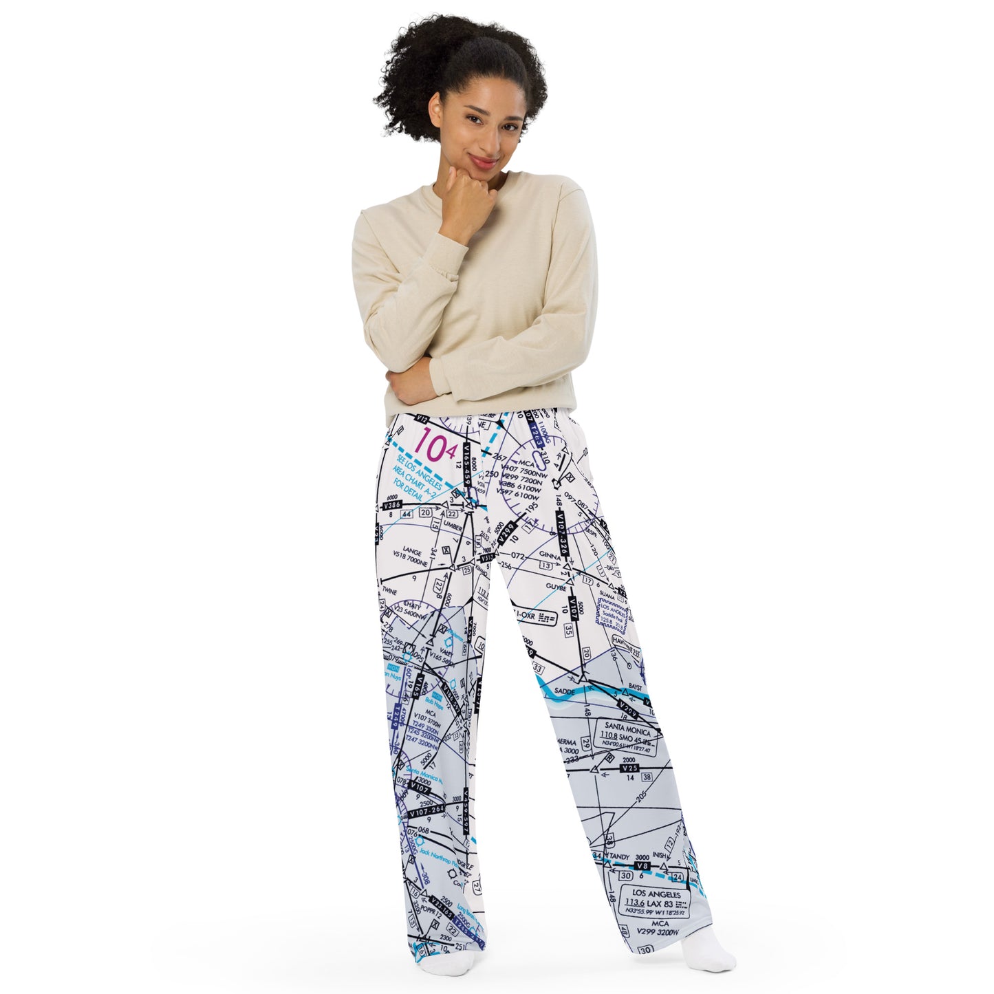 Enroute Low Altitude Chart wide-leg pants (ELUS3/white)