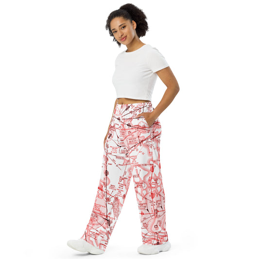 Enroute Low Altitude Chart (ELUS1) wide-leg pants (red&white)