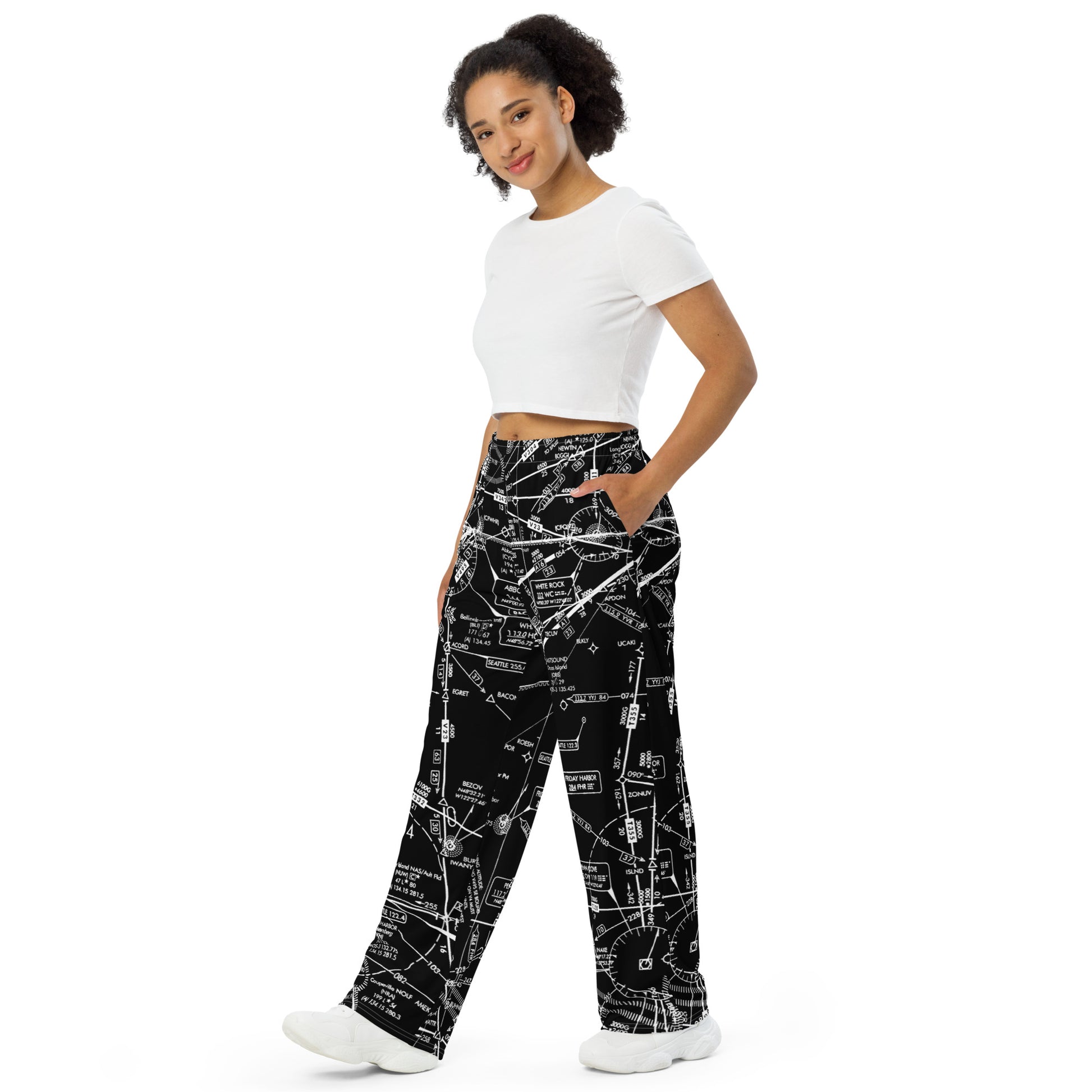 Enroute Low Altitude Chart (ELUS1) wide-leg pants (b&w)