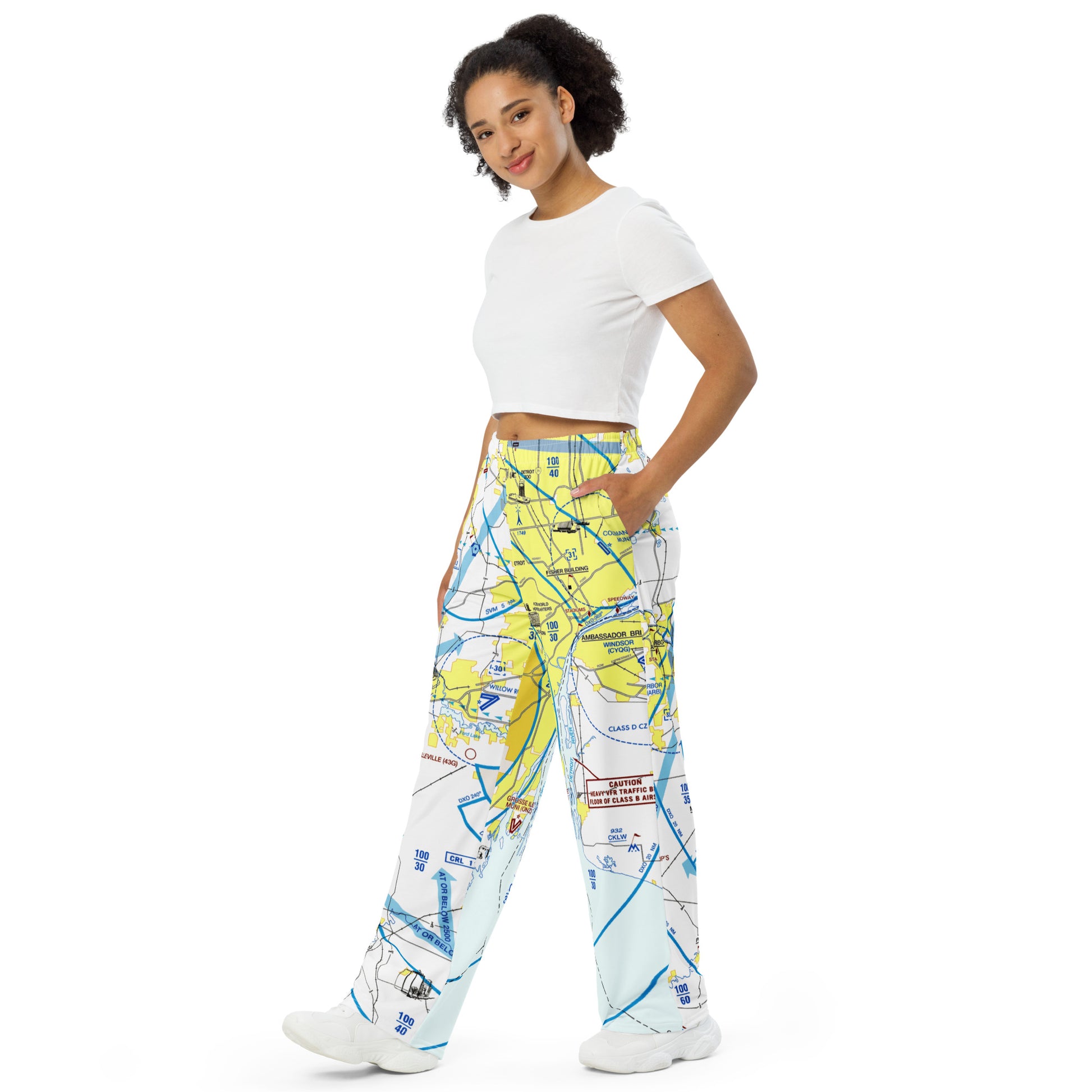 Detroit Flyway Chart wide-leg pants