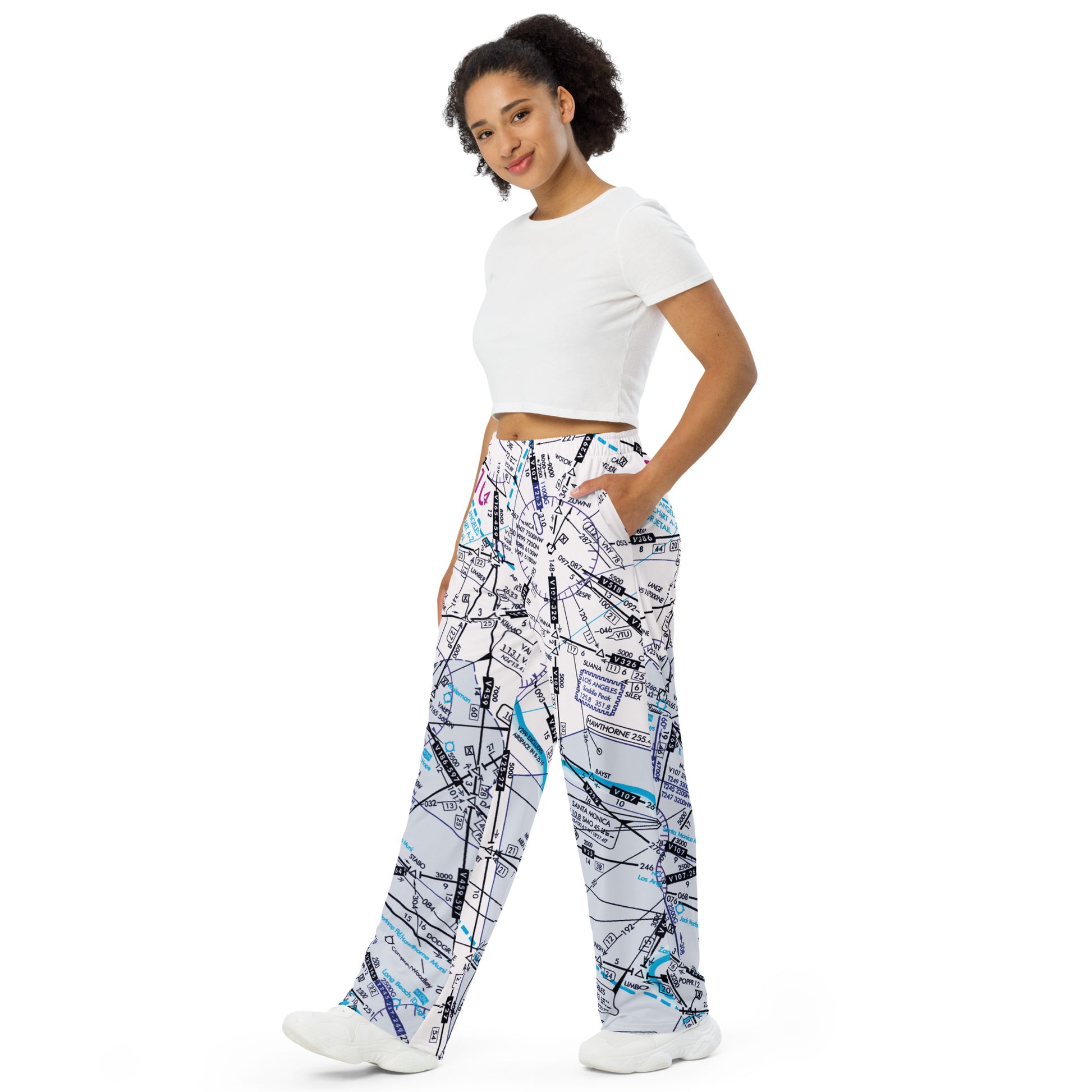 Enroute Low Altitude Chart wide-leg pants (ELUS3/white)