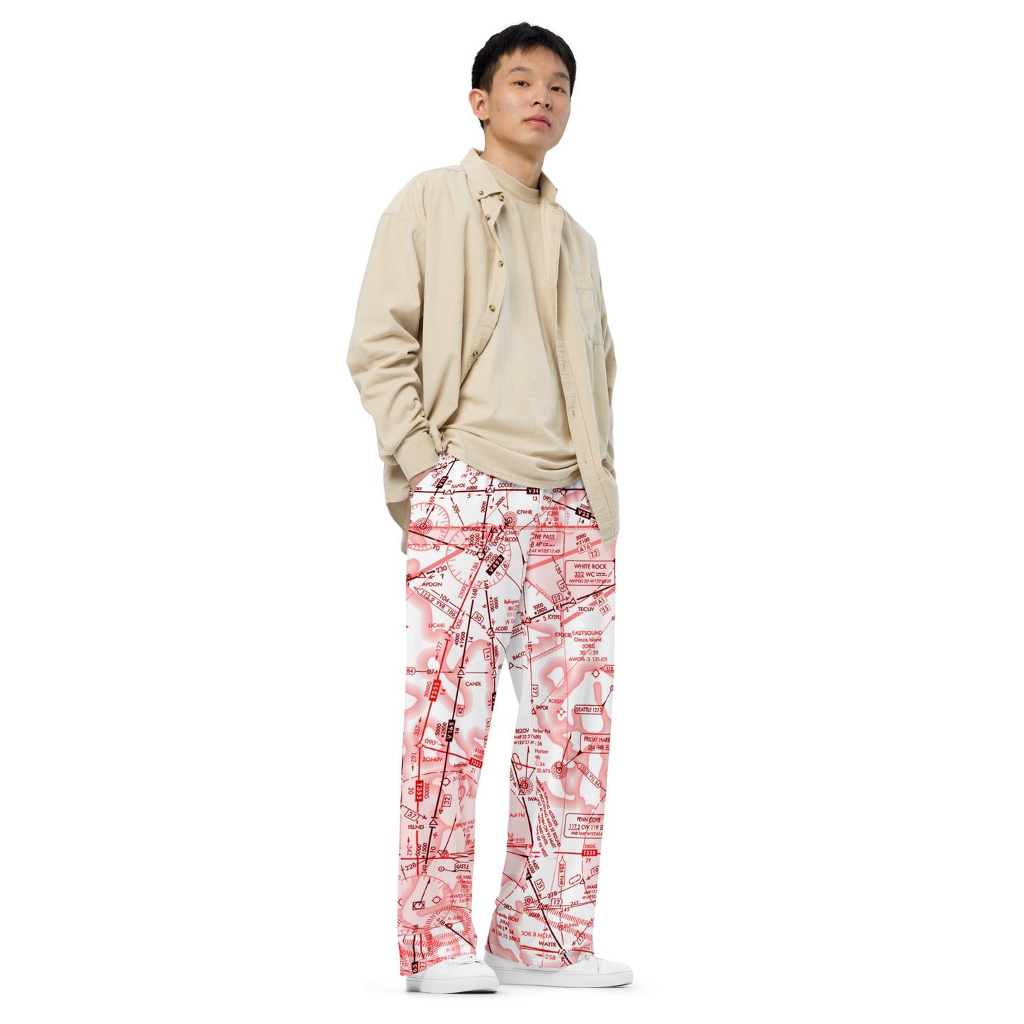 Enroute Low Altitude Chart (ELUS1) wide-leg pants (red&white)