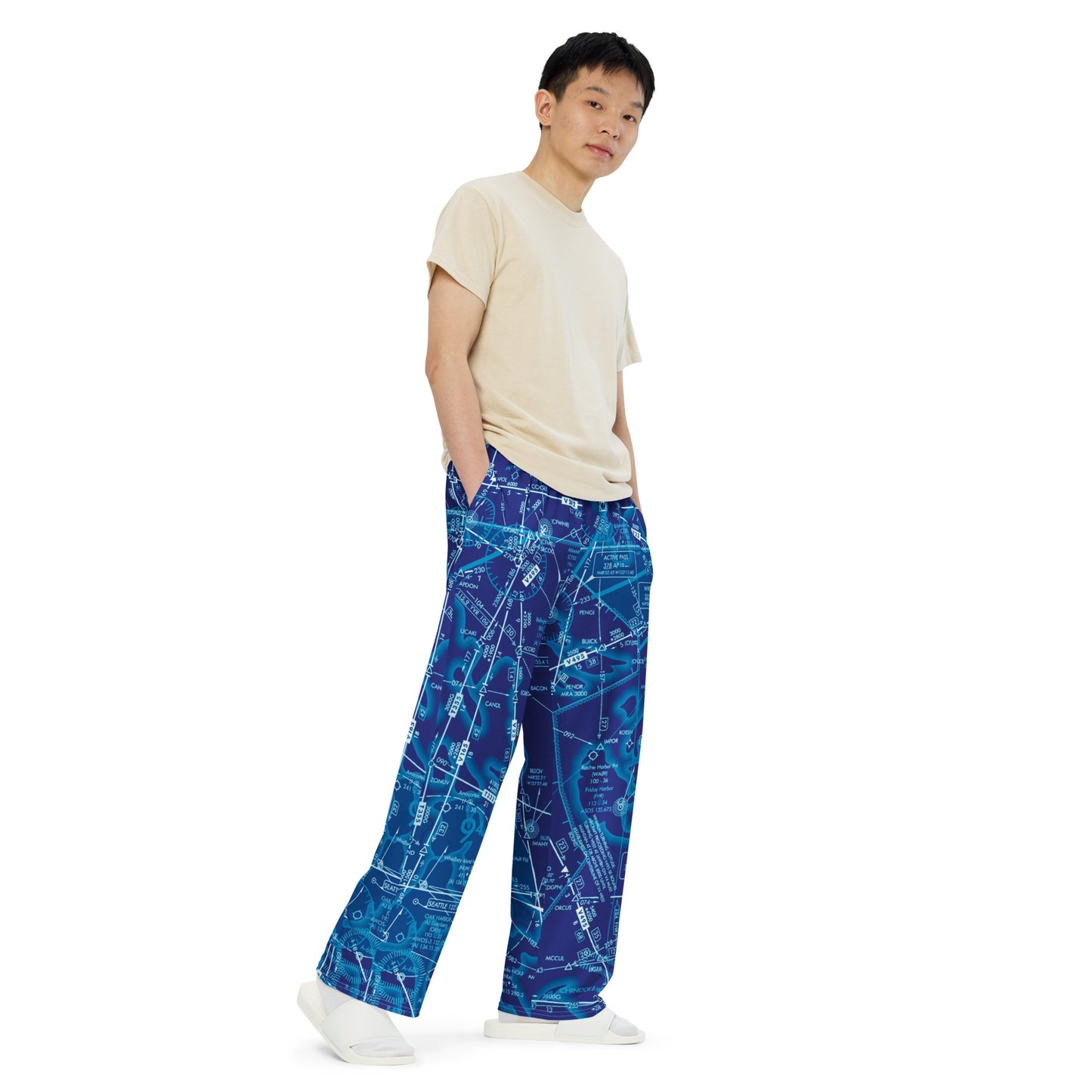 Enroute Low Altitude Chart (ELUS1) wide-leg pants (blue)