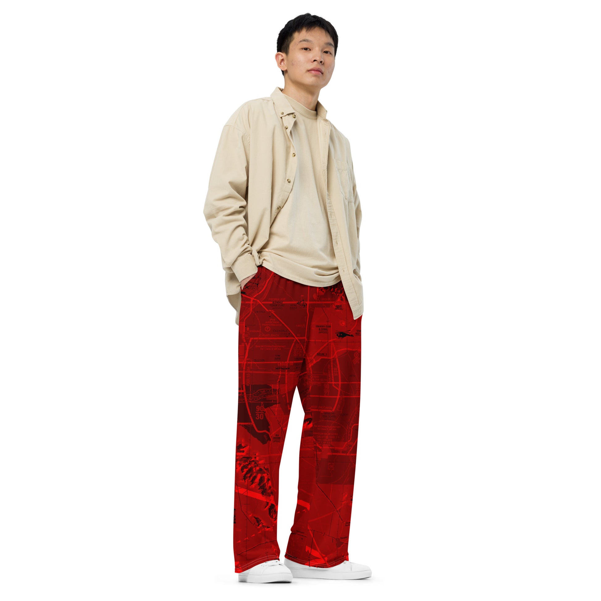 Phoenix TAC Chart wide-leg pants (red)