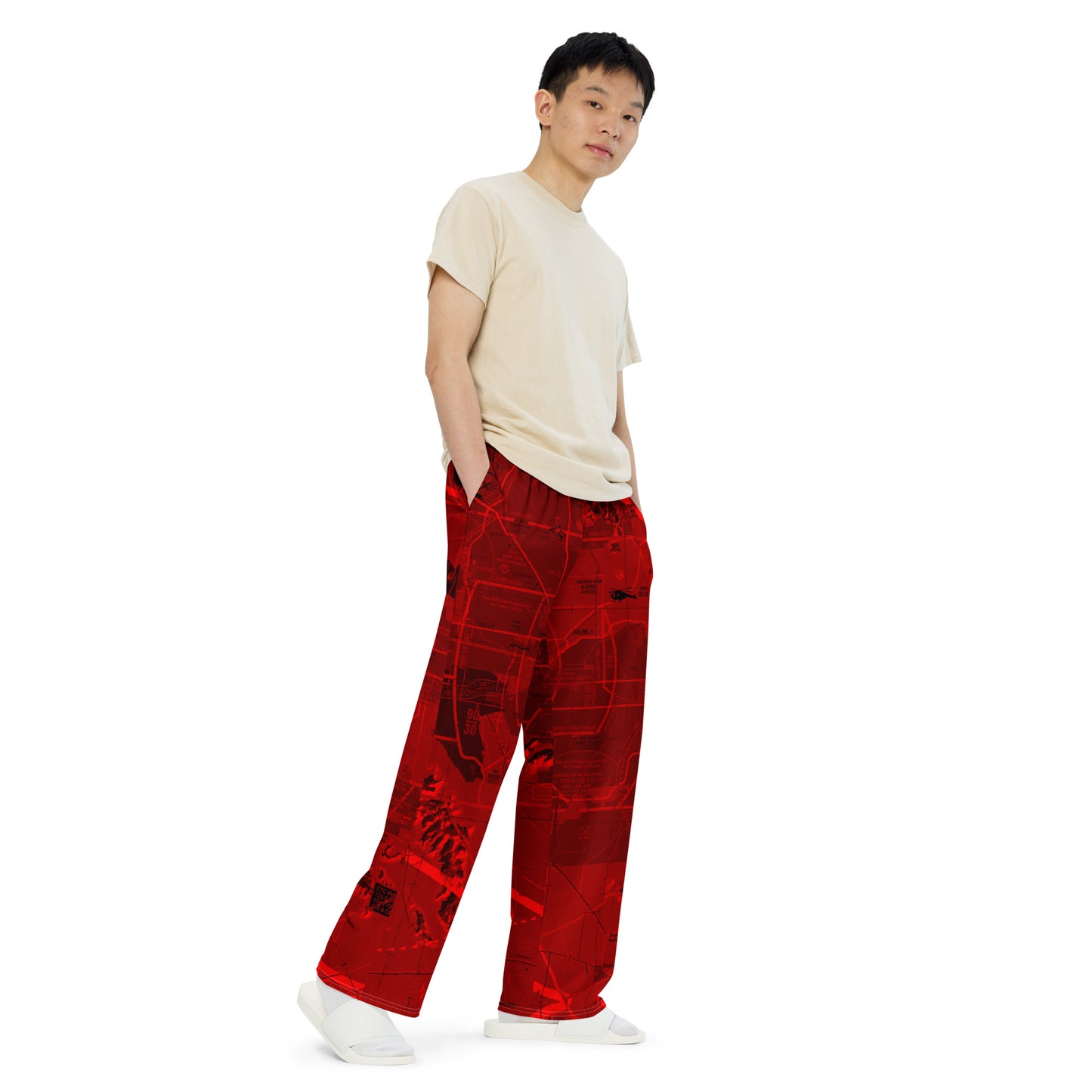 Phoenix TAC Chart wide-leg pants (red)