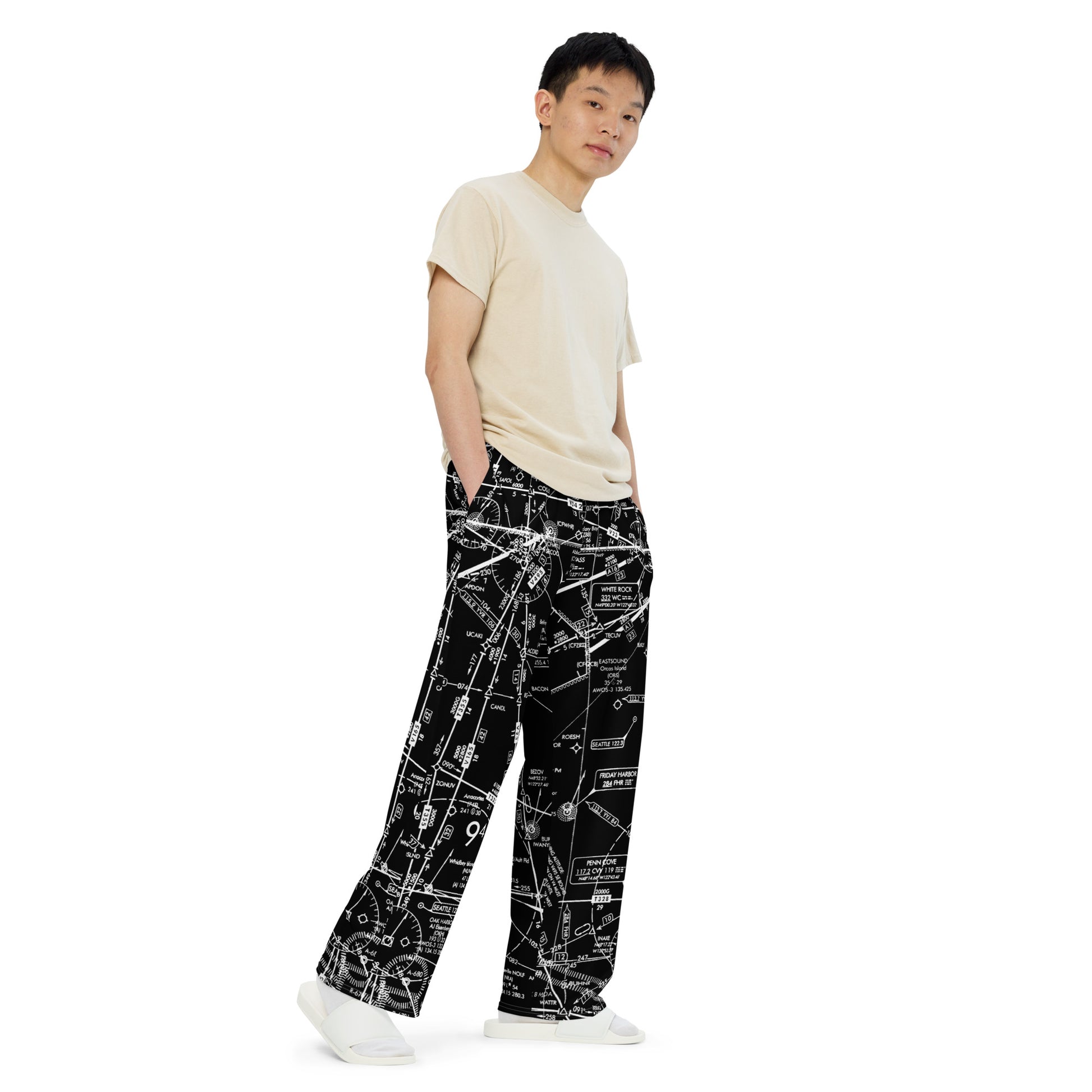 Enroute Low Altitude Chart (ELUS1) wide-leg pants (b&w)