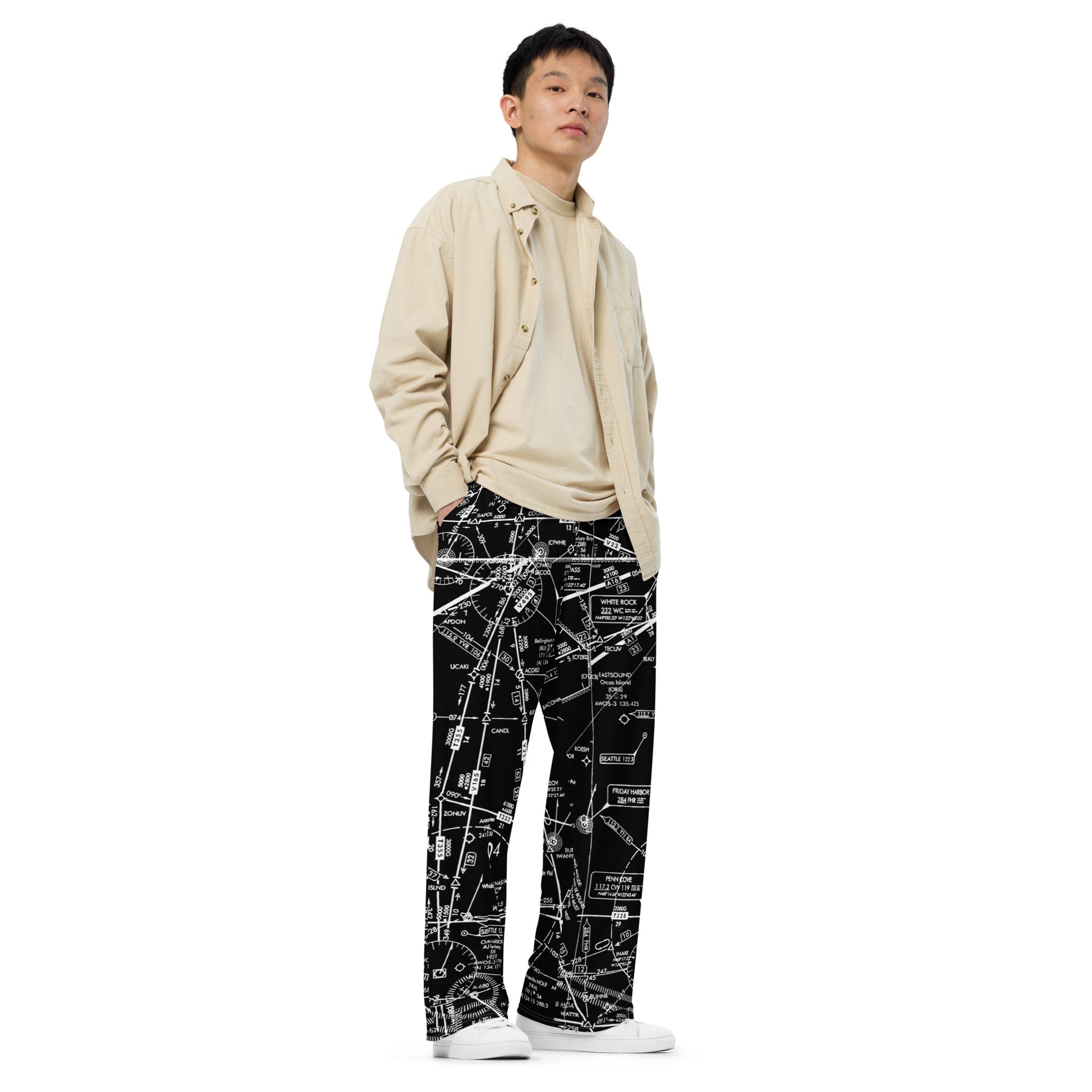 Enroute Low Altitude Chart (ELUS1) wide-leg pants (b&w)