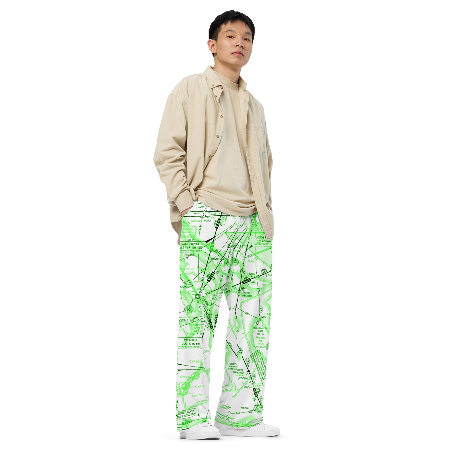 Enroute Low Altitude Chart wide-leg pants (ELUS1/green&white)