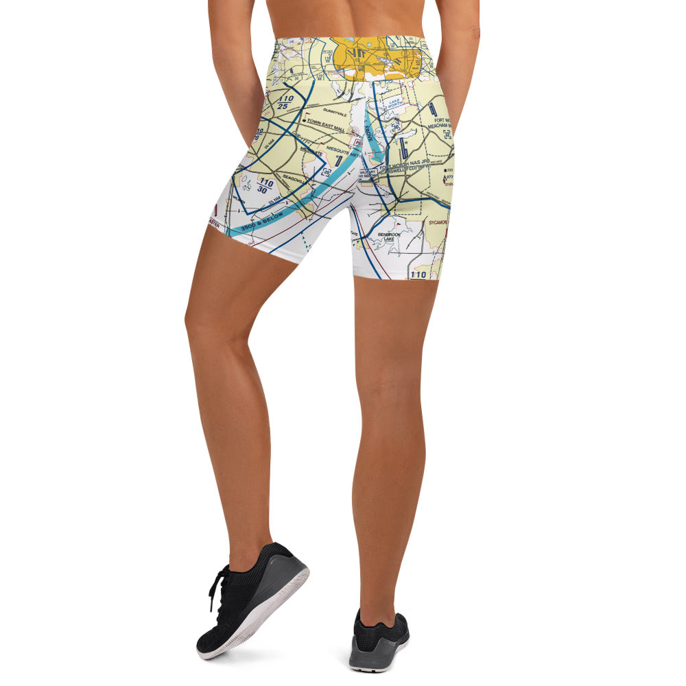Dallas - Ft. Worth Flyway Chart yoga shorts