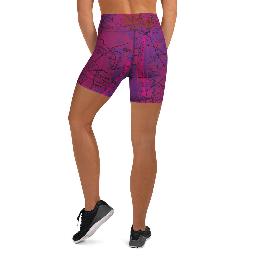 Dallas - Ft. Worth Flyway Chart yoga shorts (purple)