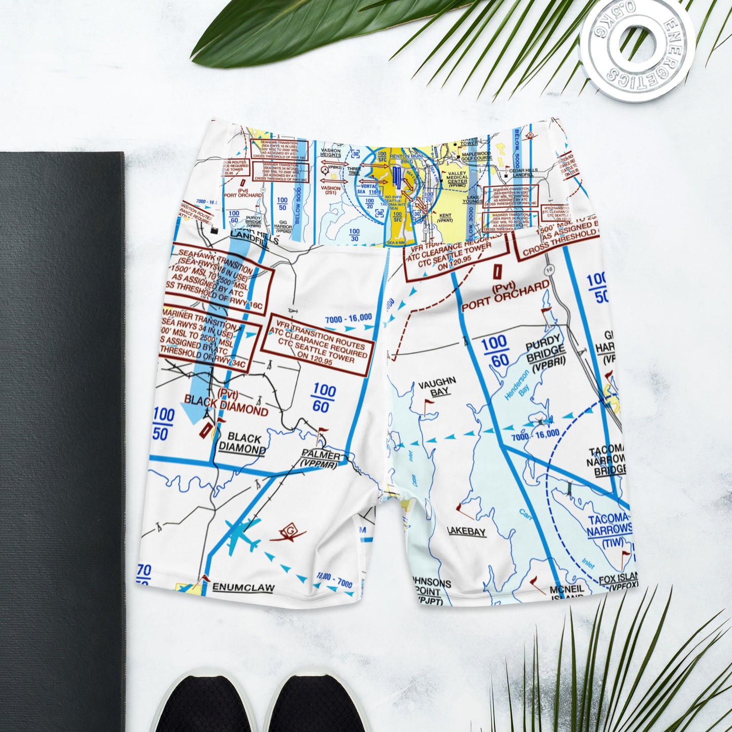 Seattle Flyway Chart yoga shorts