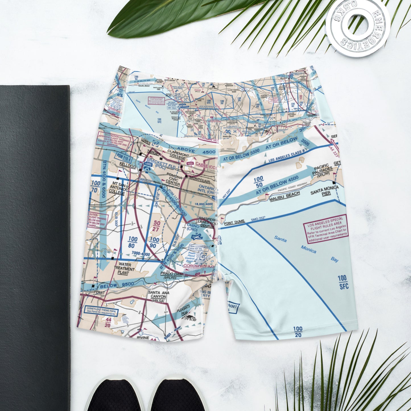 LAX Flyway Chart yoga shorts
