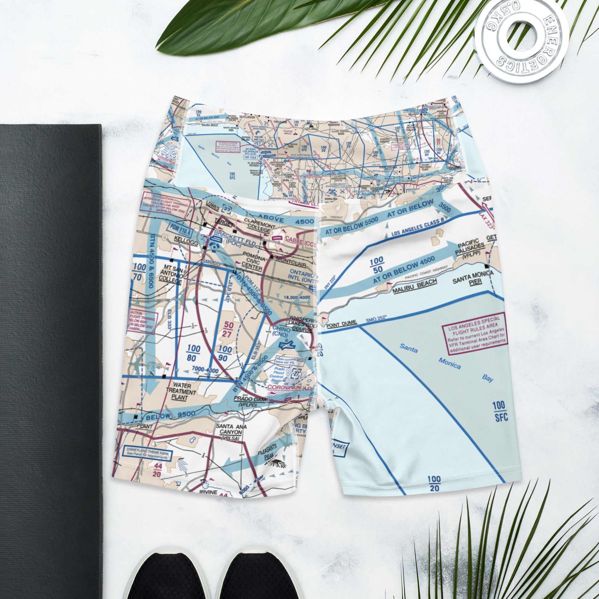 LAX Flyway Chart yoga shorts