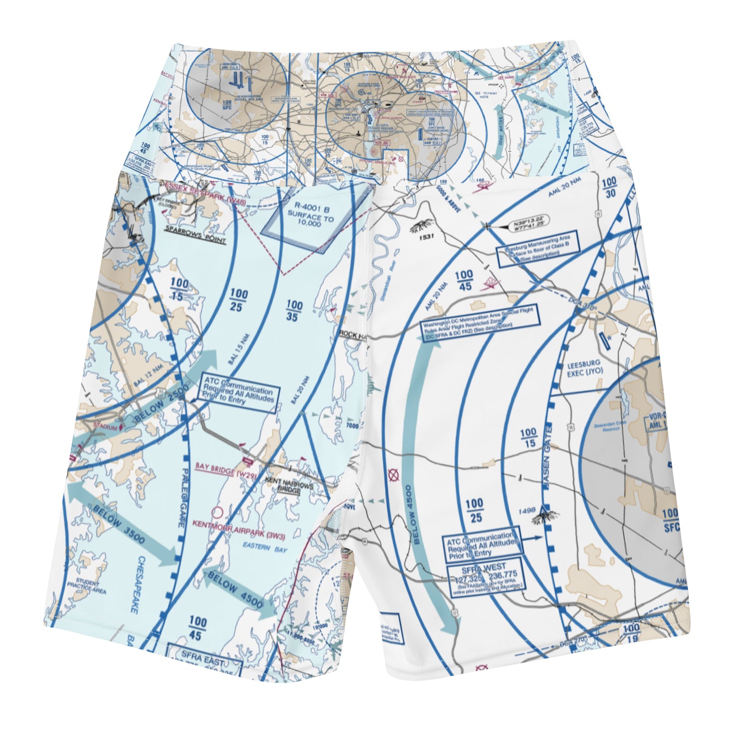 Baltimore-Washington Flyway Chart yoga shorts