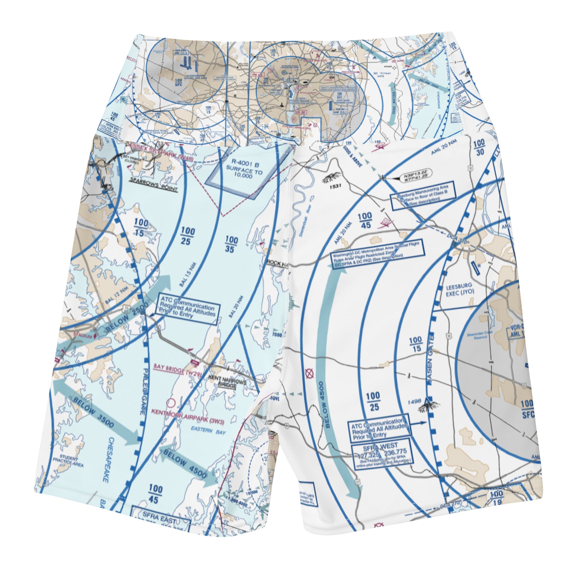 Baltimore-Washington Flyway Chart yoga shorts