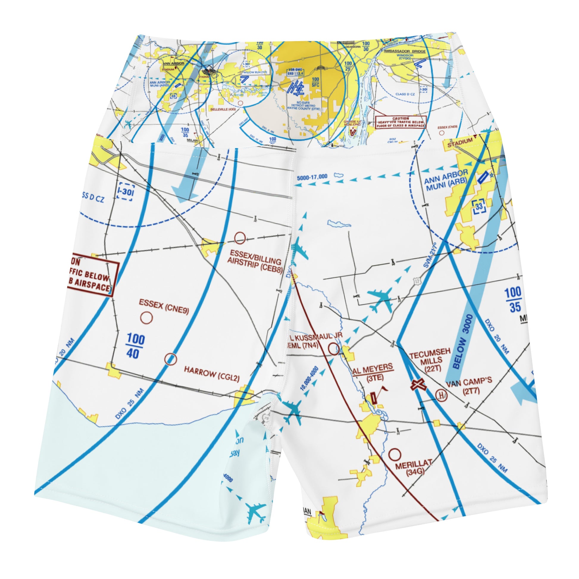Detroit Flyway Chart yoga shorts