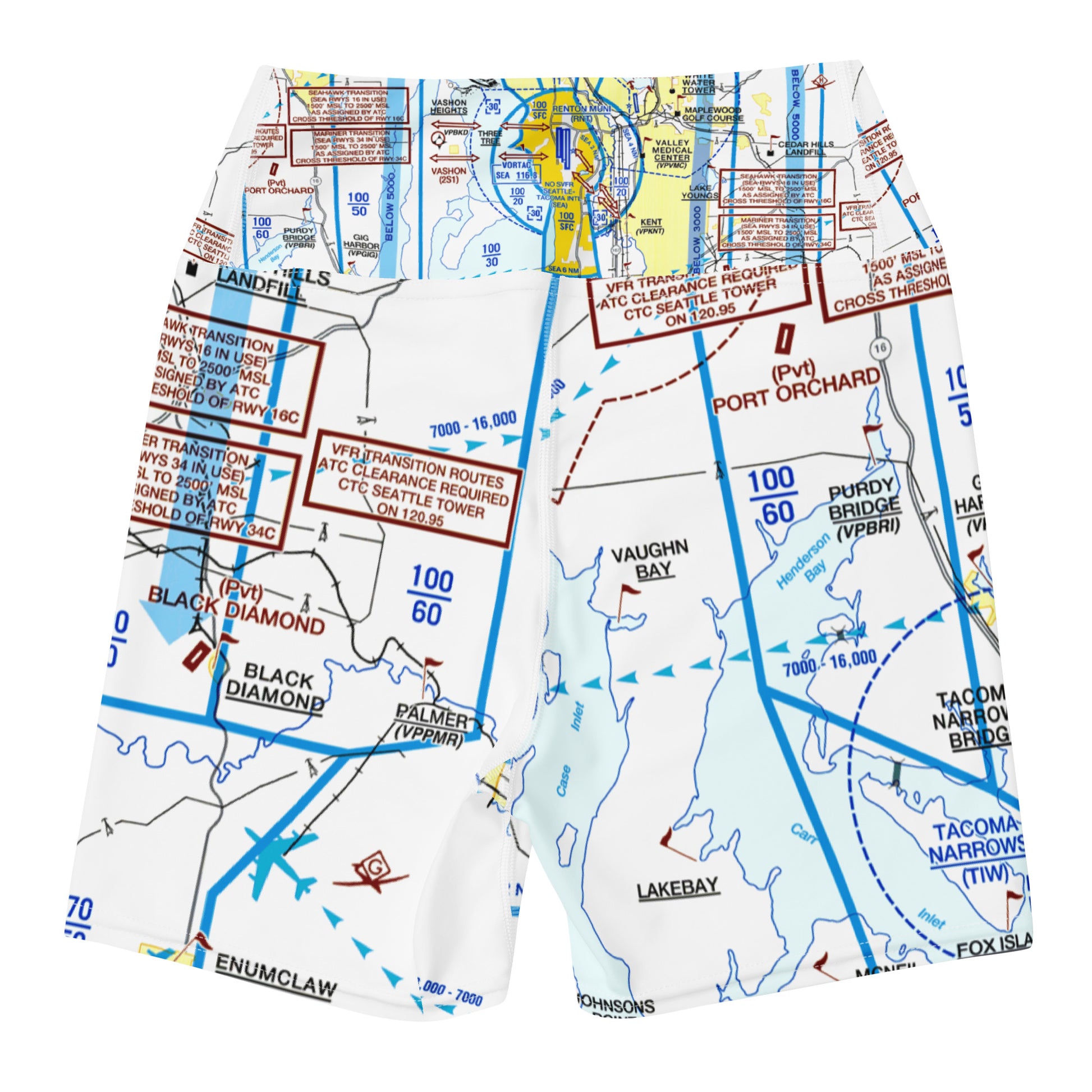 Seattle Flyway Chart yoga shorts