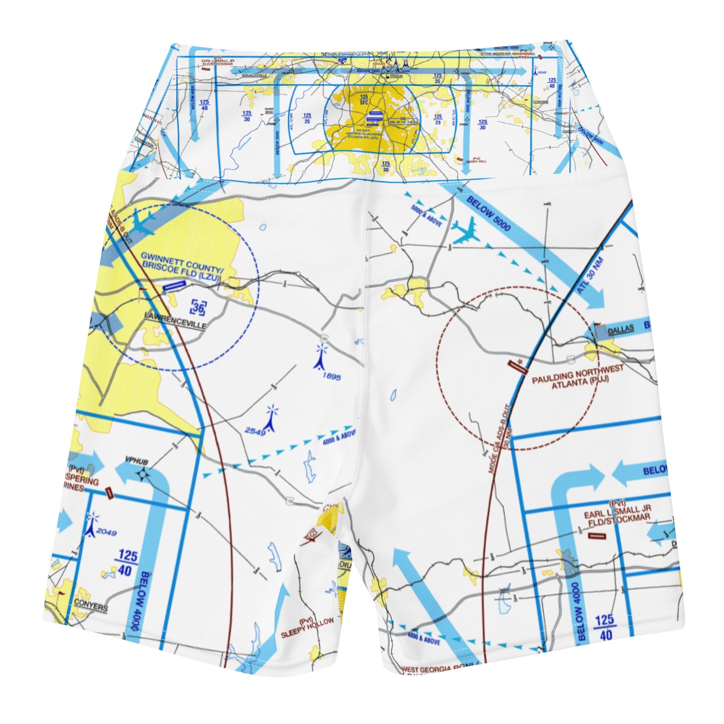 Atlanta Flyway Chart yoga shorts