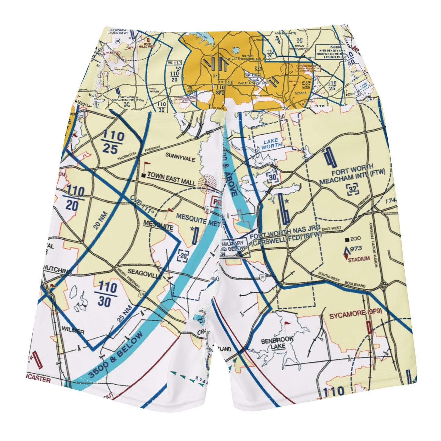 Dallas - Ft. Worth Flyway Chart yoga shorts