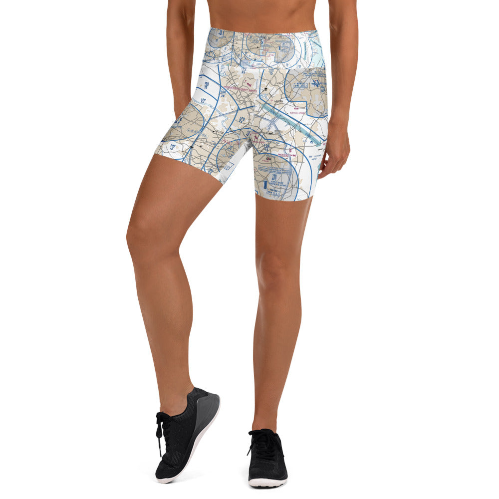 Baltimore-Washington Flyway Chart yoga shorts