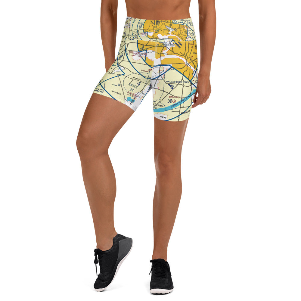 Dallas - Ft. Worth Flyway Chart yoga shorts
