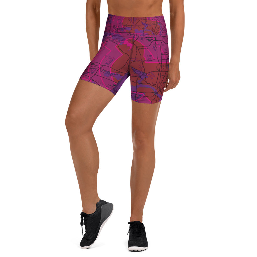 Dallas - Ft. Worth Flyway Chart yoga shorts (purple)