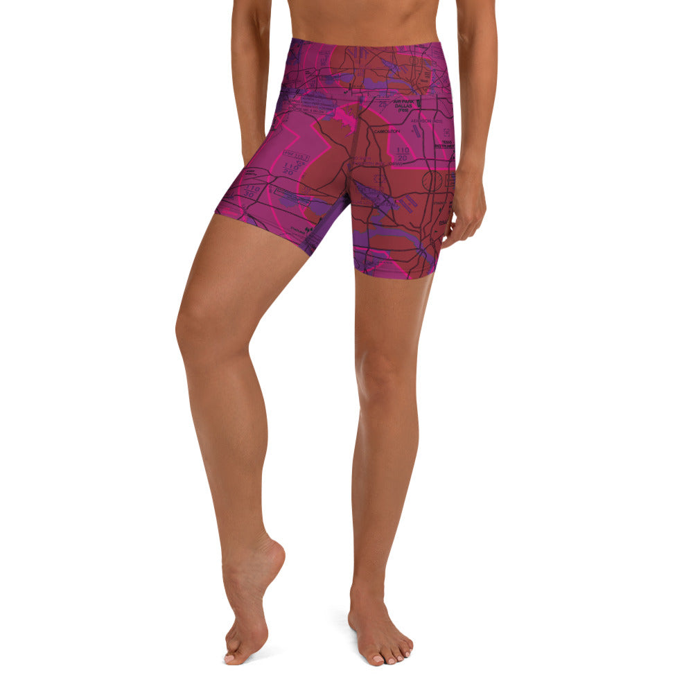 Dallas - Ft. Worth Flyway Chart yoga shorts (purple)