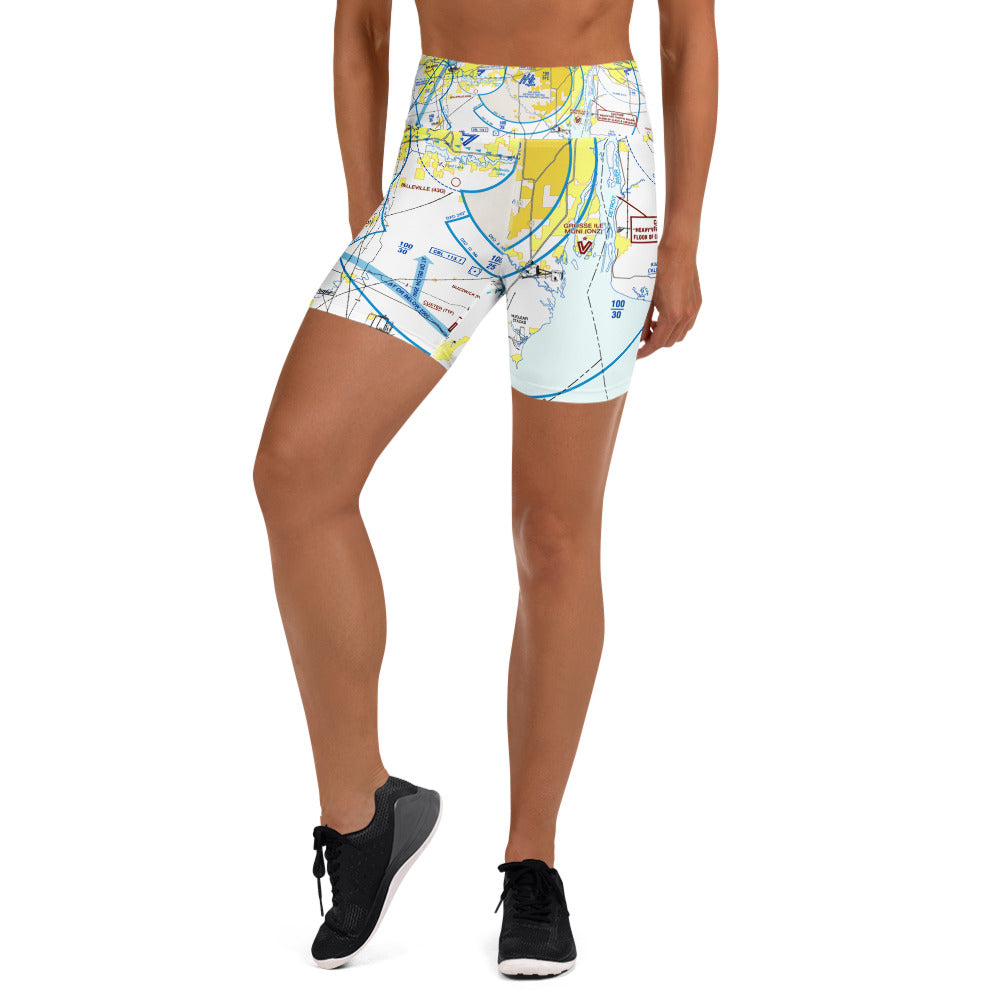 Detroit Flyway Chart yoga shorts