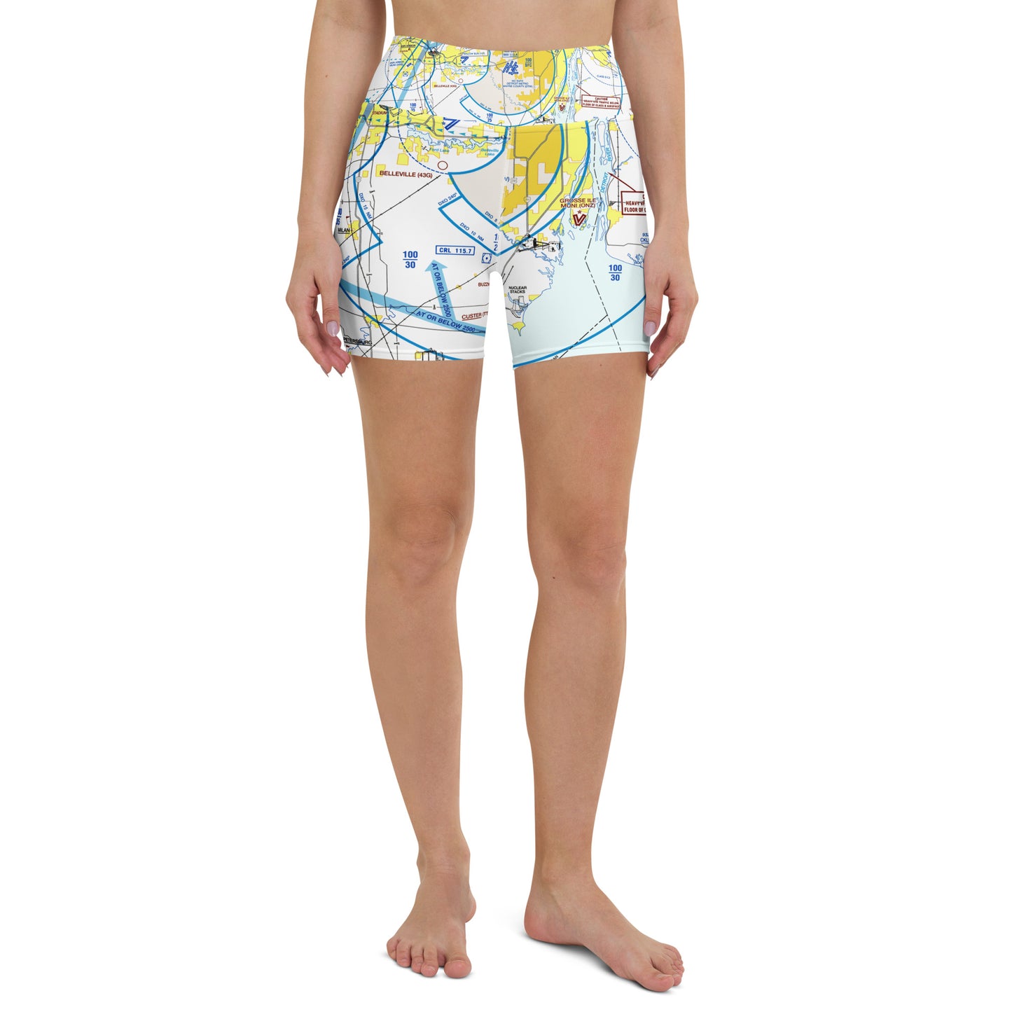 Detroit Flyway Chart yoga shorts