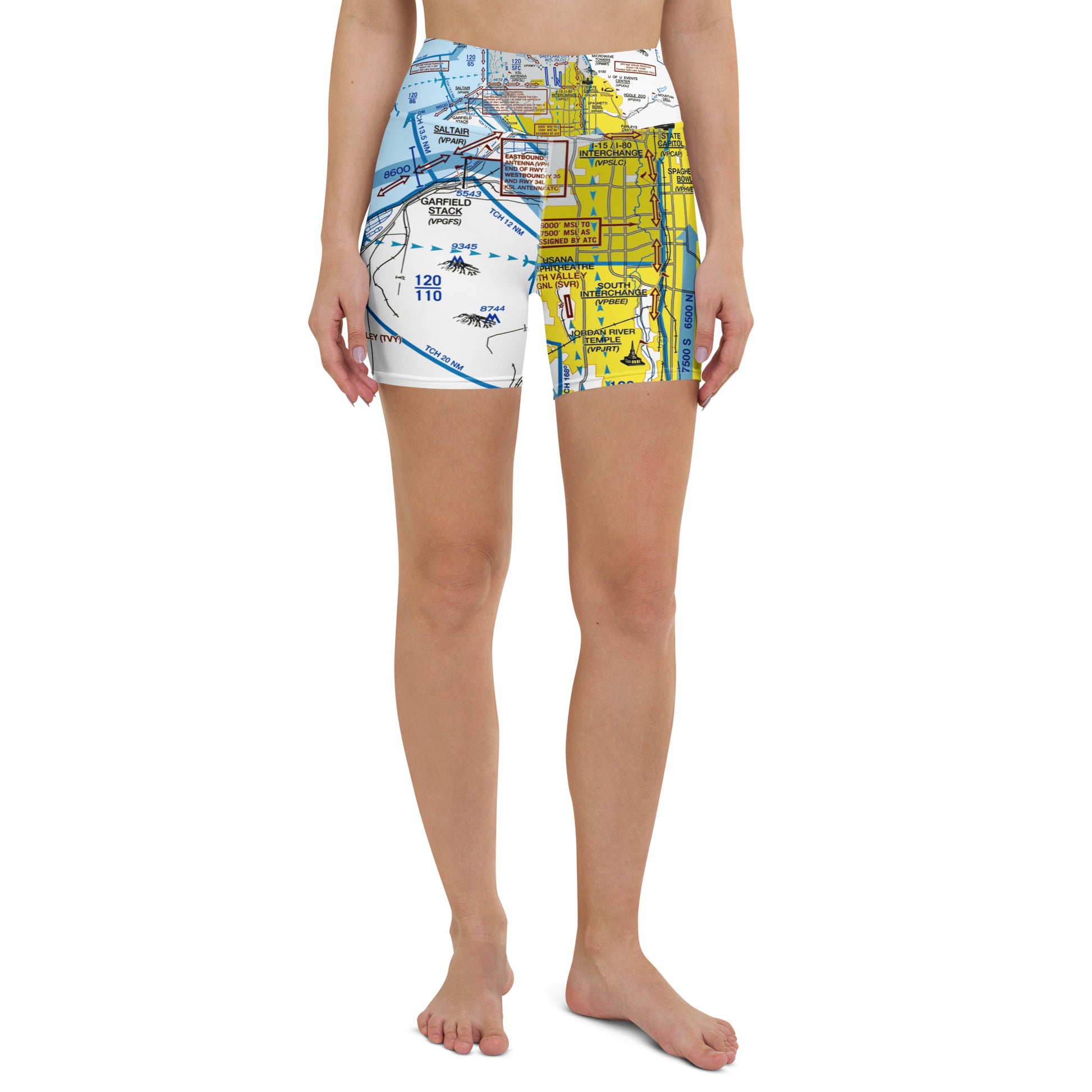 Salt Lake City Flyway Chart yoga shorts