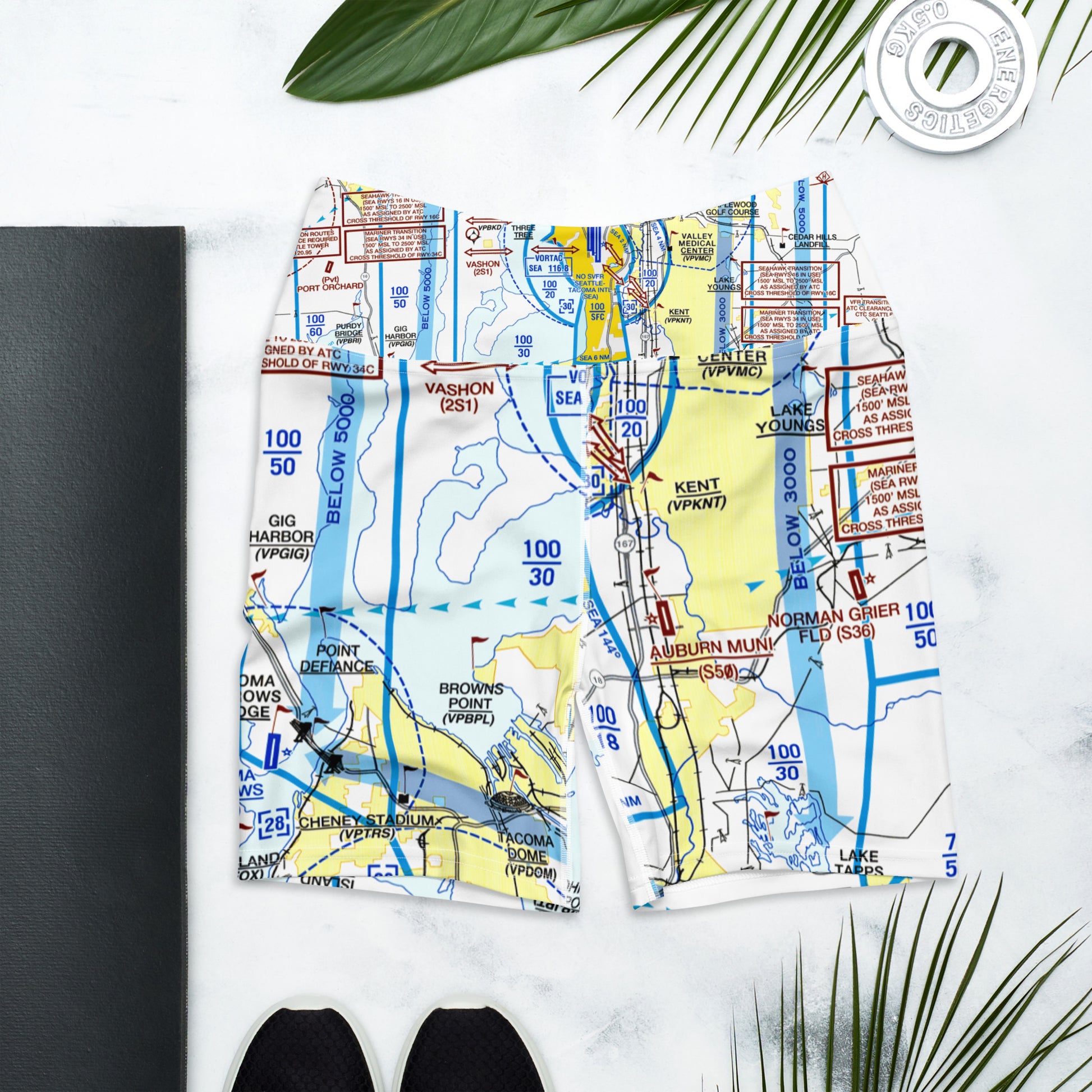 Seattle Flyway Chart yoga shorts