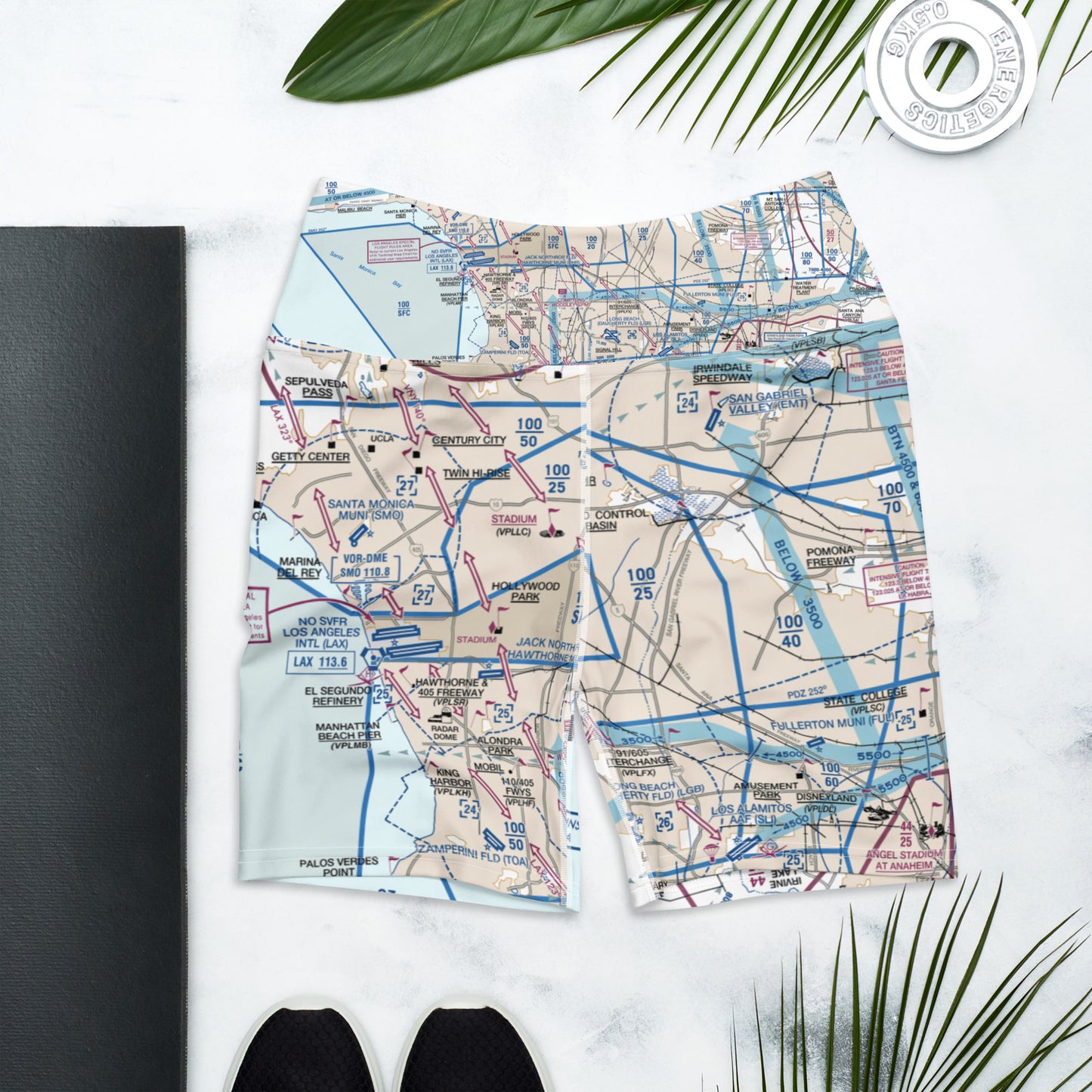 LAX Flyway Chart yoga shorts