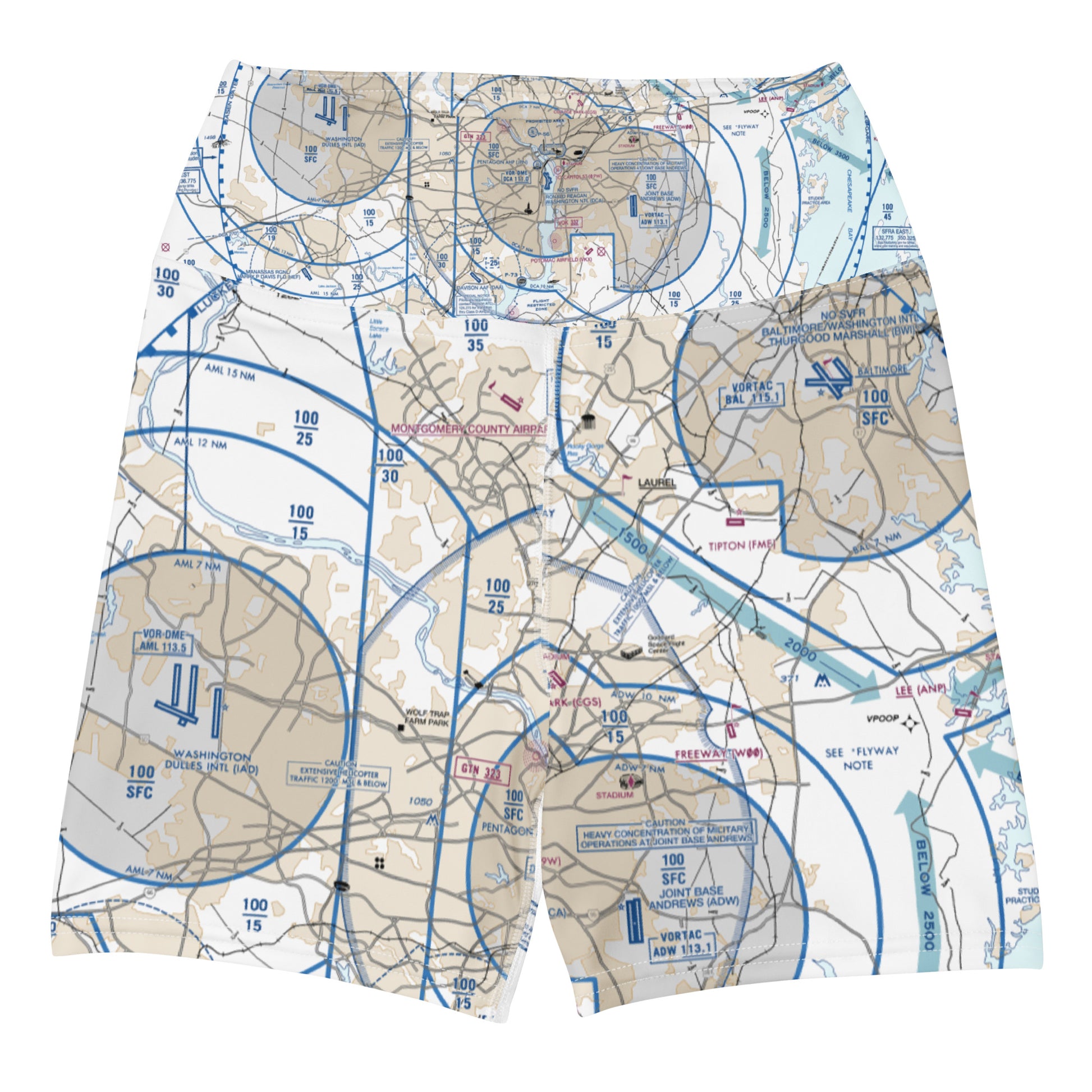 Baltimore-Washington Flyway Chart yoga shorts
