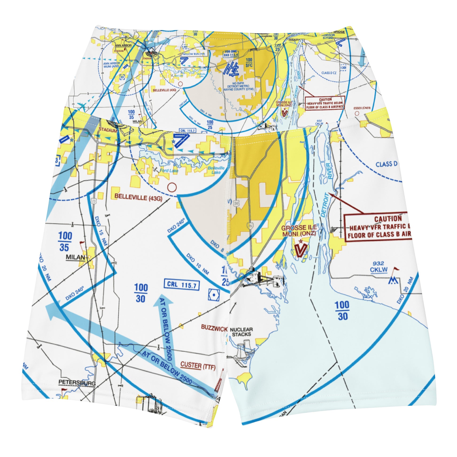 Detroit Flyway Chart yoga shorts