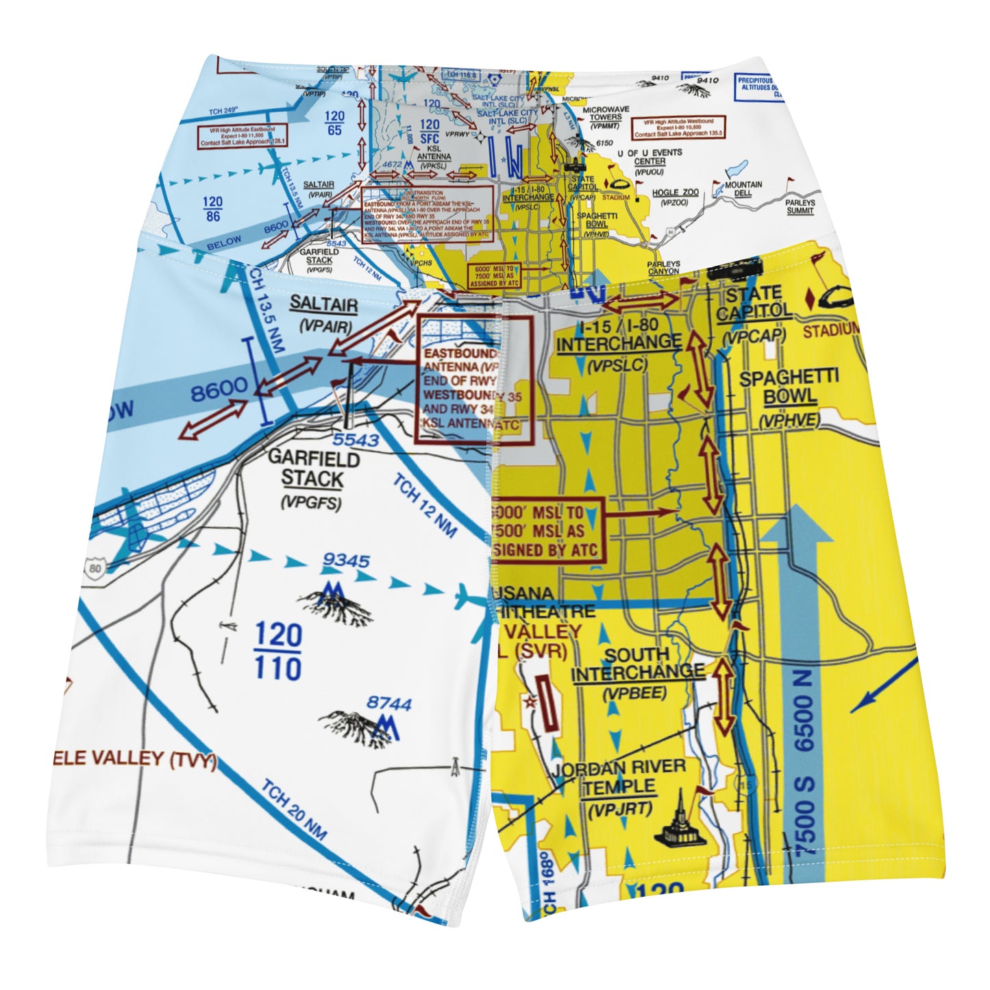 Salt Lake City Flyway Chart yoga shorts