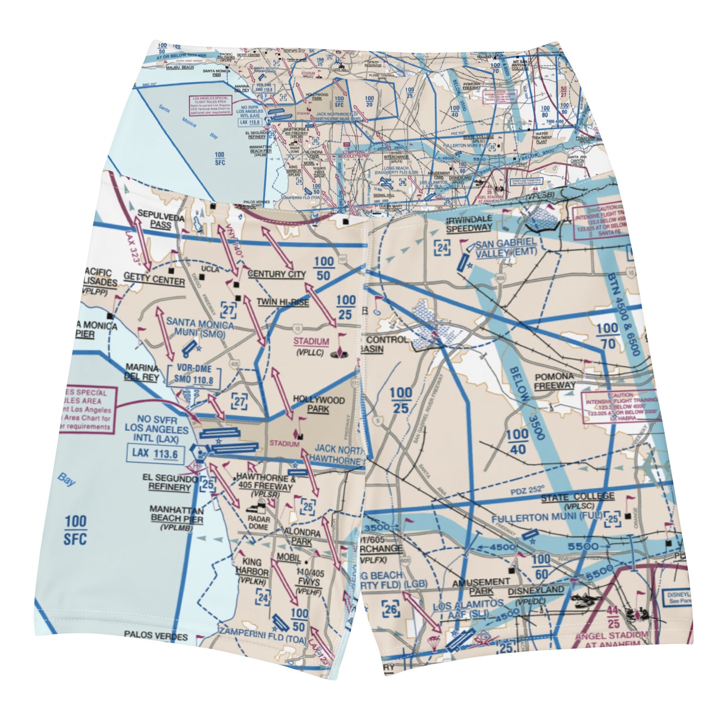LAX Flyway Chart yoga shorts