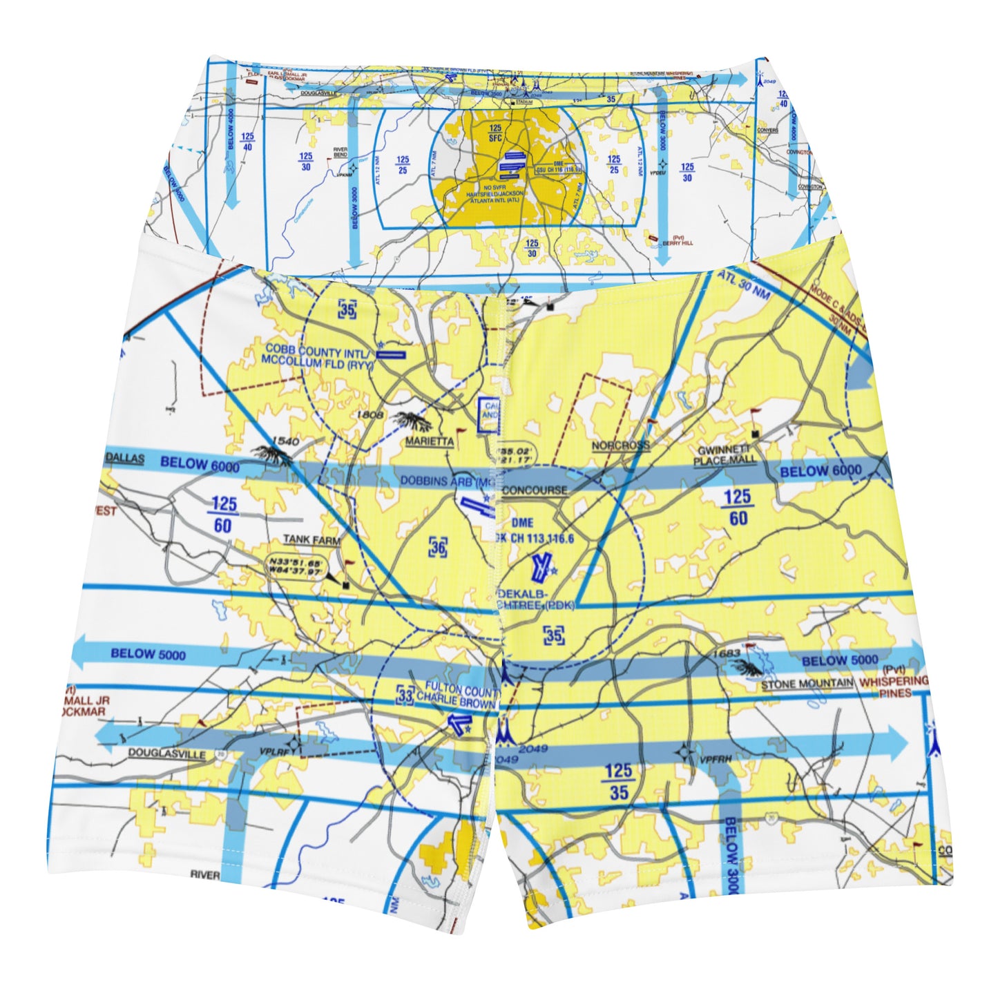 Atlanta Flyway Chart yoga shorts