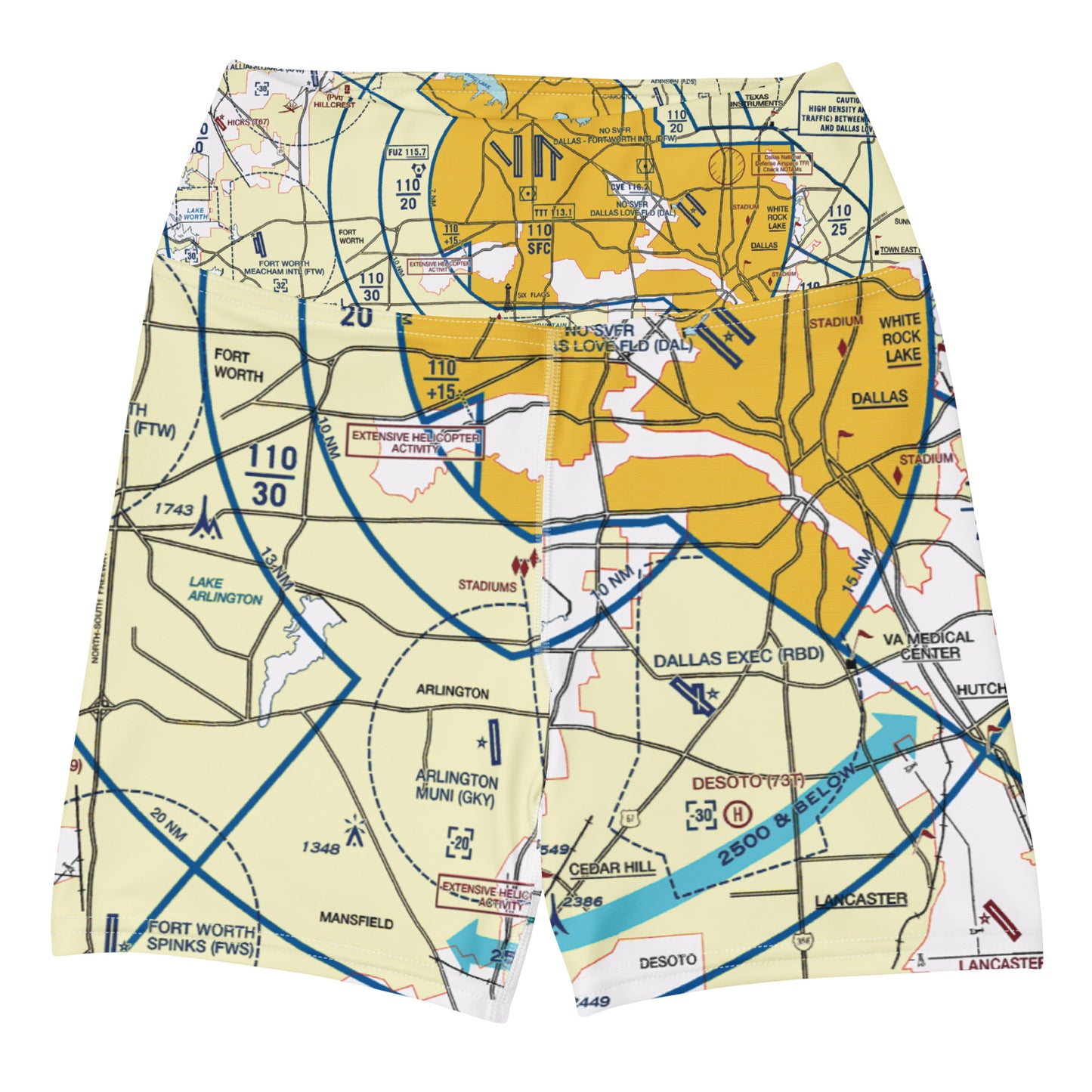 Dallas - Ft. Worth Flyway Chart yoga shorts