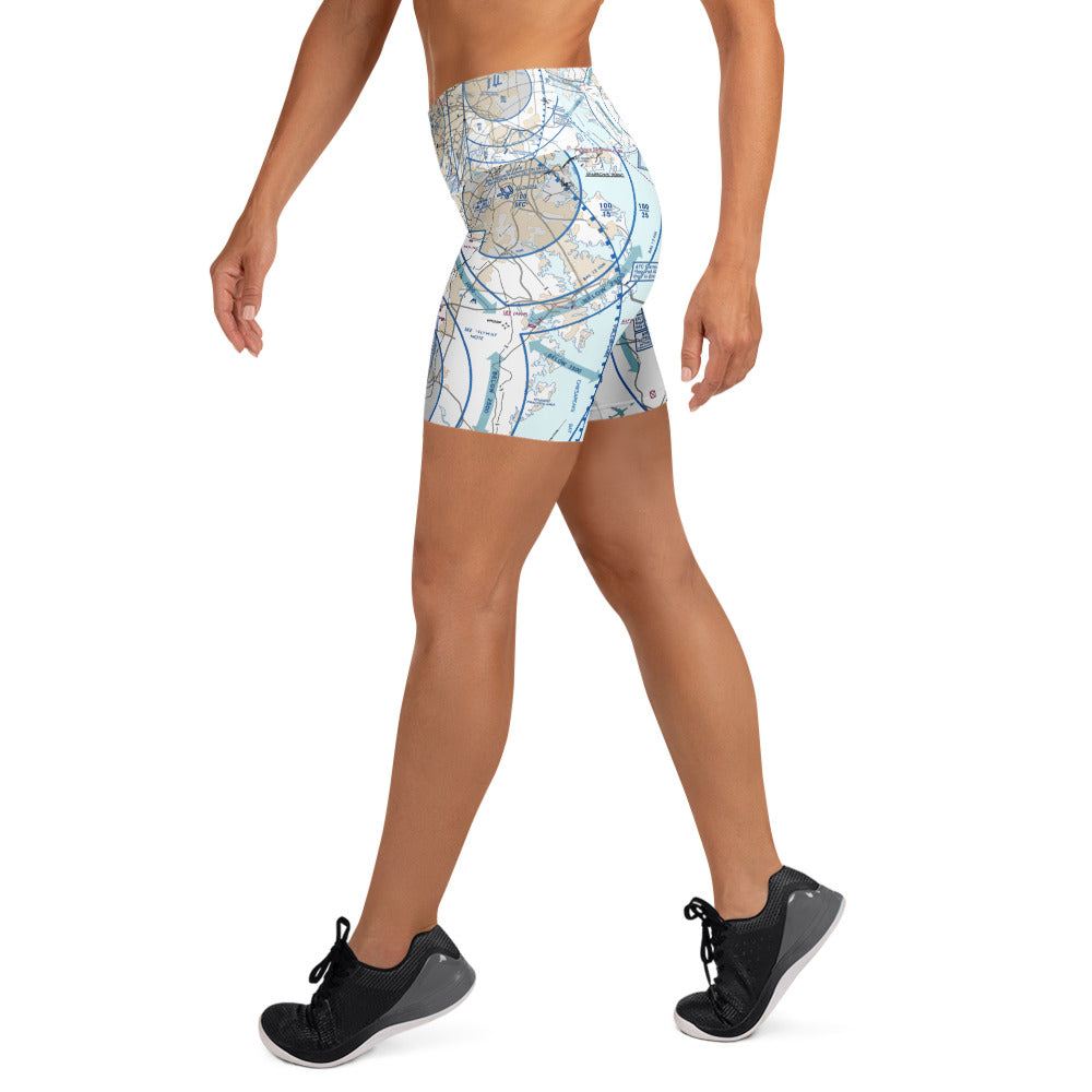 Baltimore-Washington Flyway Chart yoga shorts